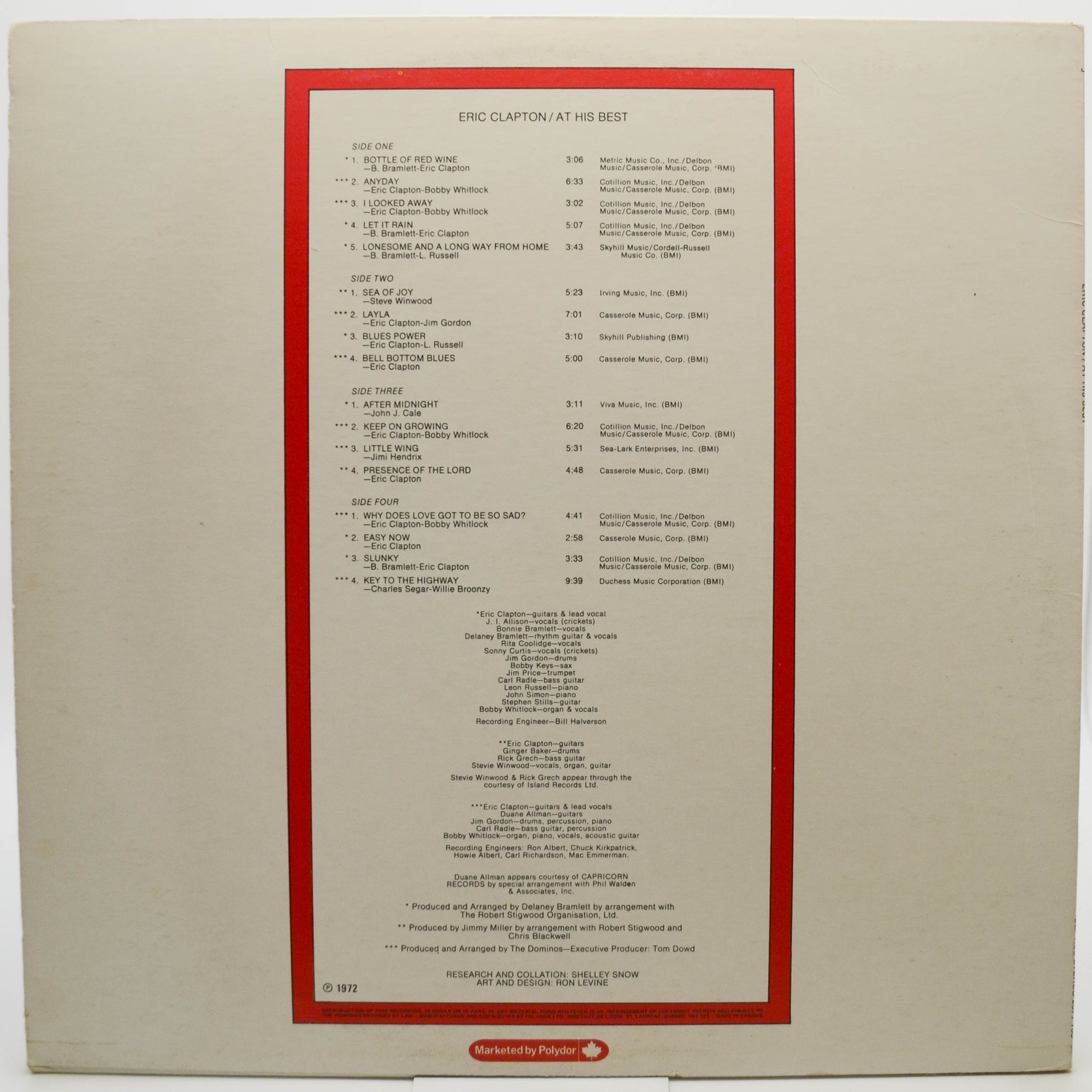 Eric Clapton — At His Best (2LP), 1972