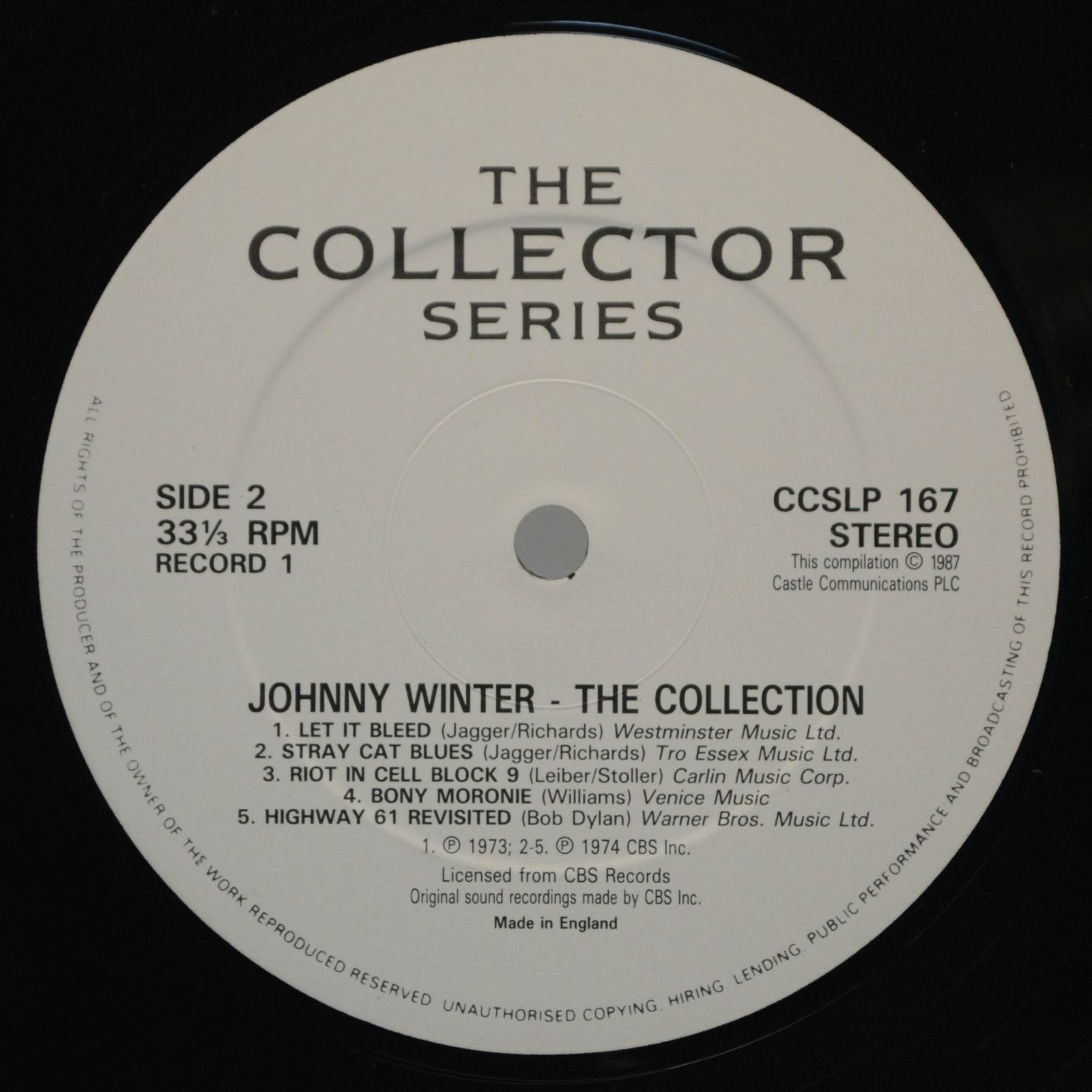 Johnny Winter — The Collection (2LP, UK), 1987