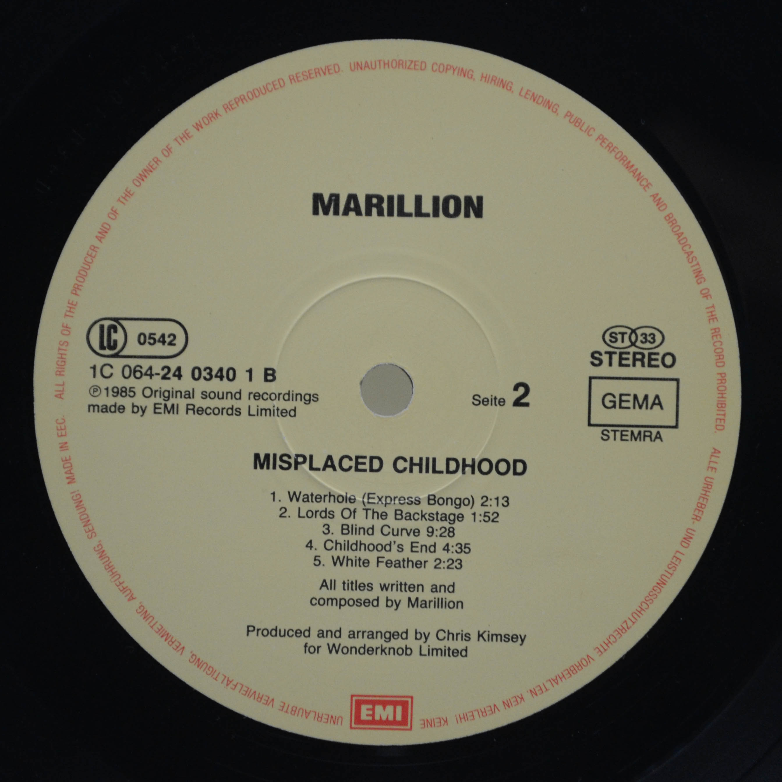 Marillion — Misplaced Childhood, 1985