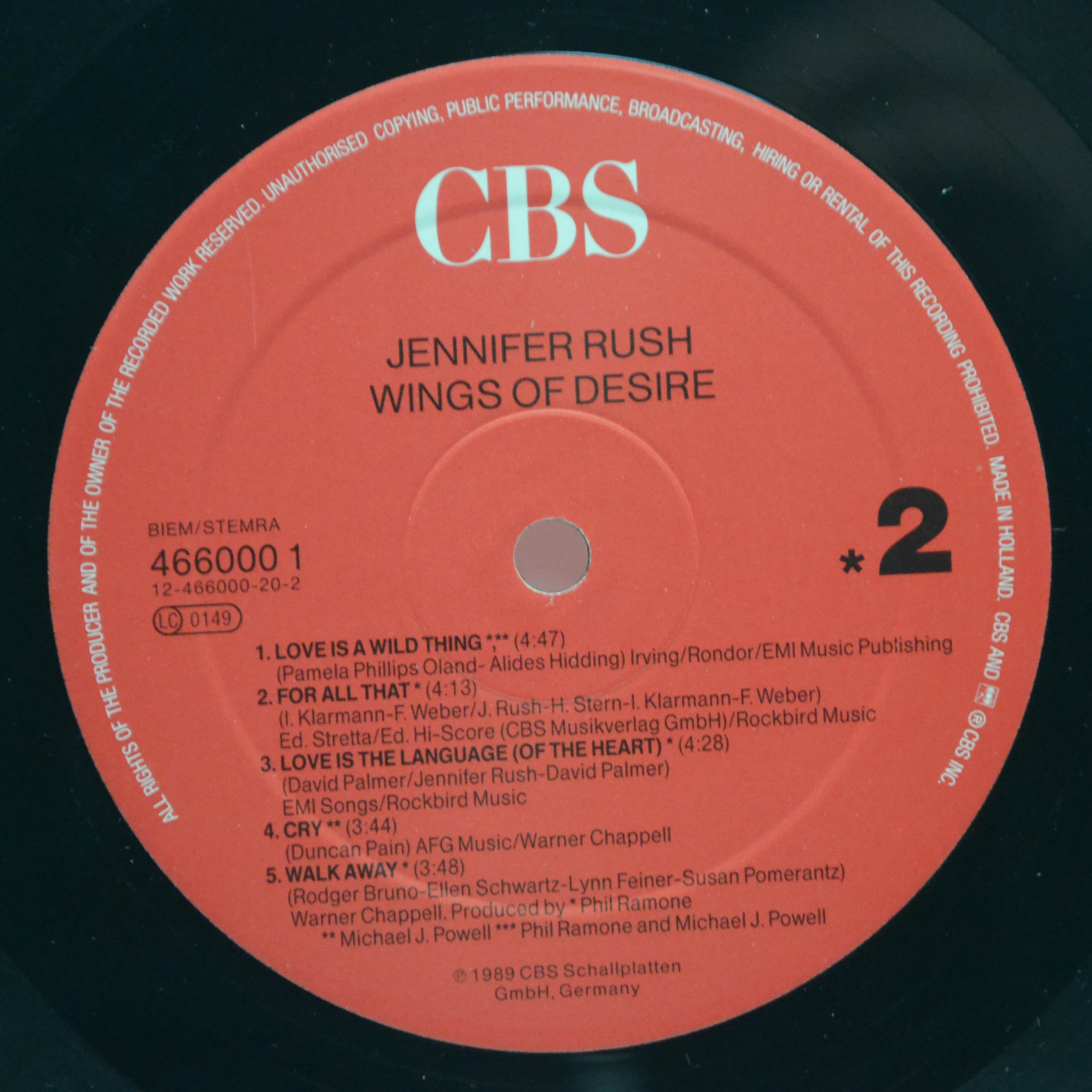 Jennifer Rush — Wings Of Desire, 1989