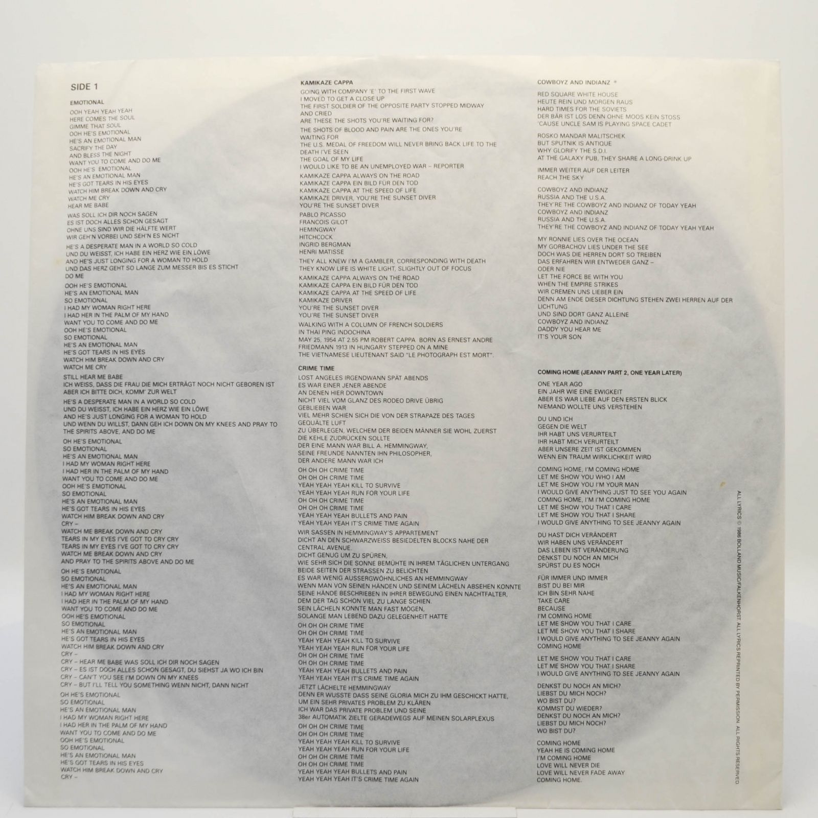 Falco — Emotional, 1986