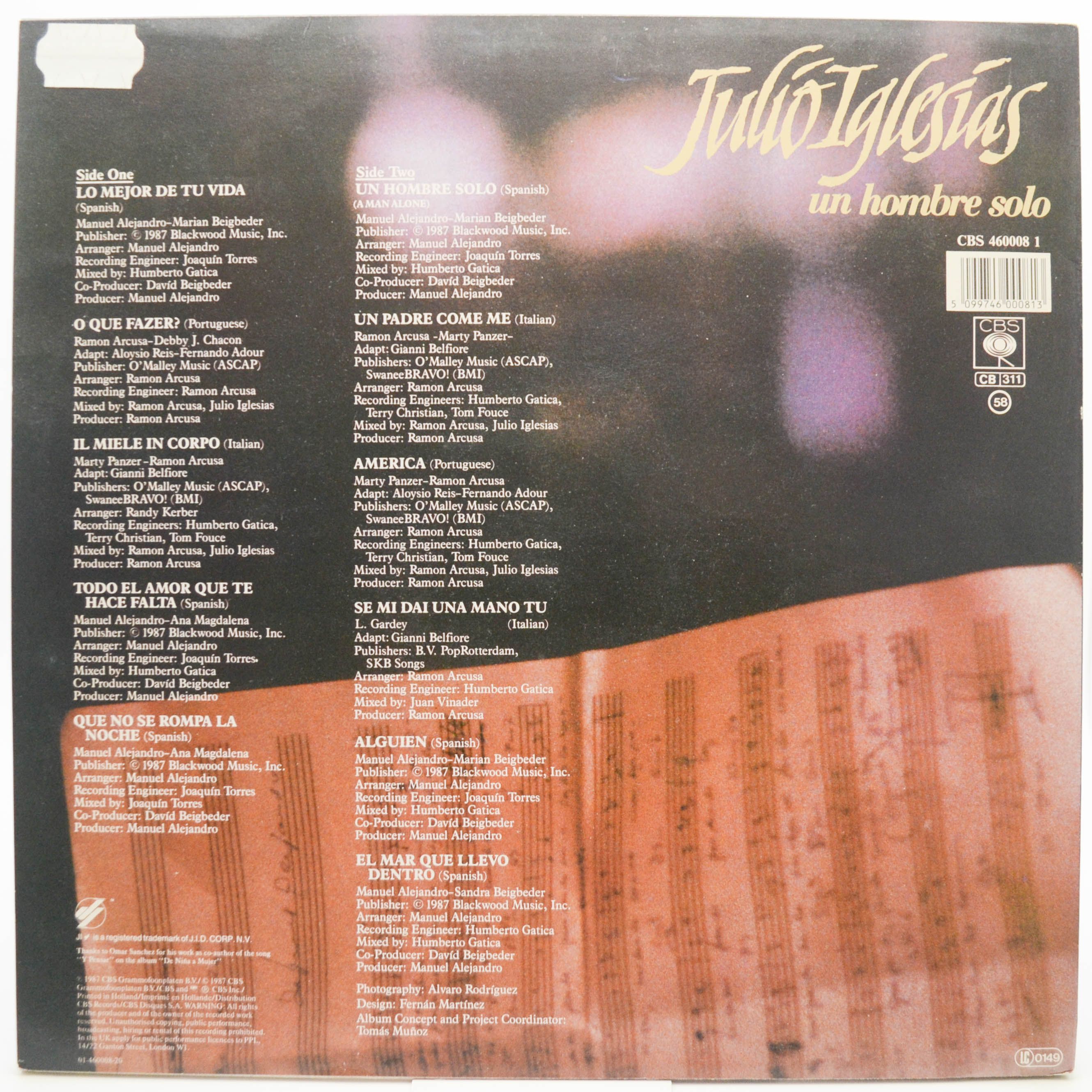 Julio Iglesias — Un Hombre Solo, 1987