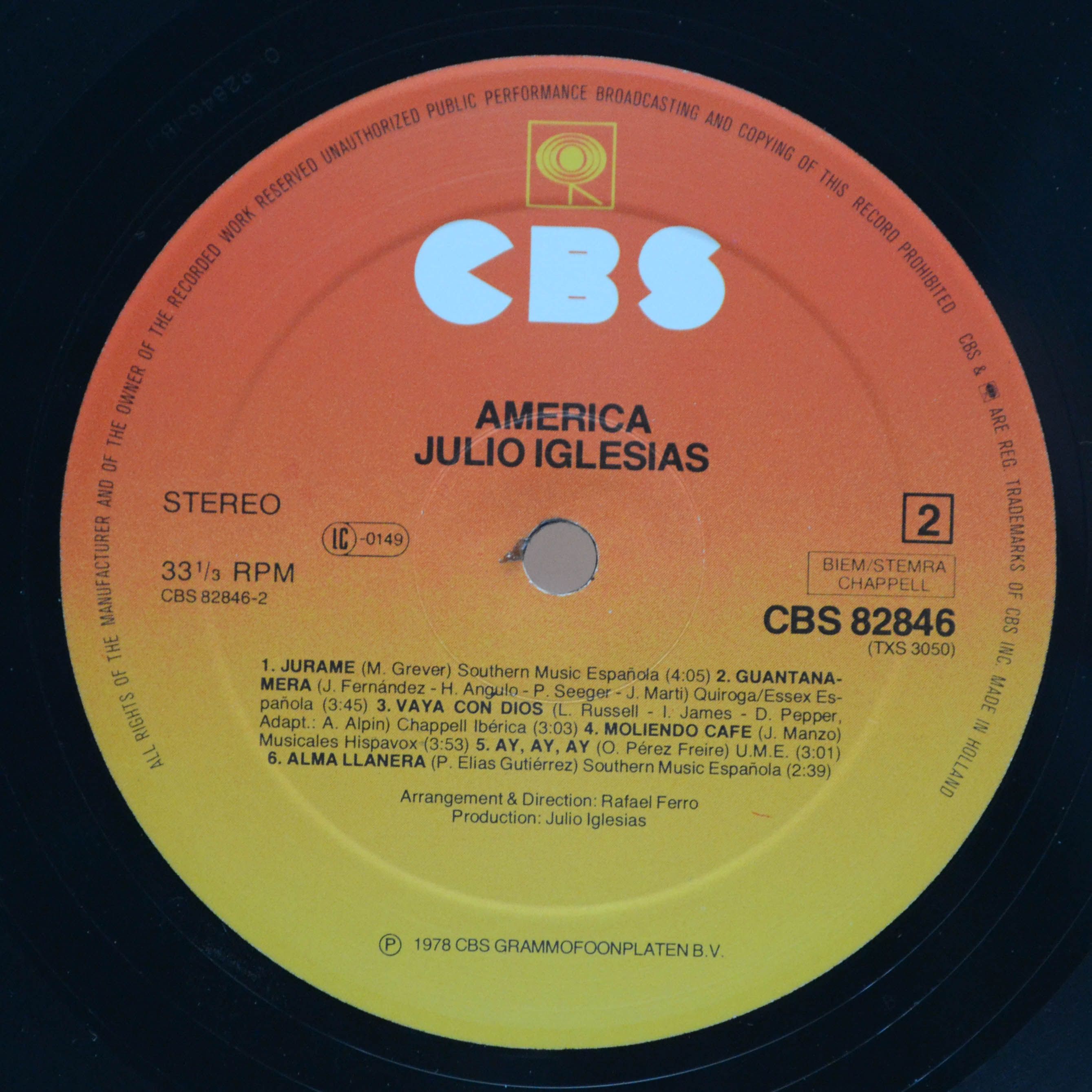 Julio Iglesias — America, 1978
