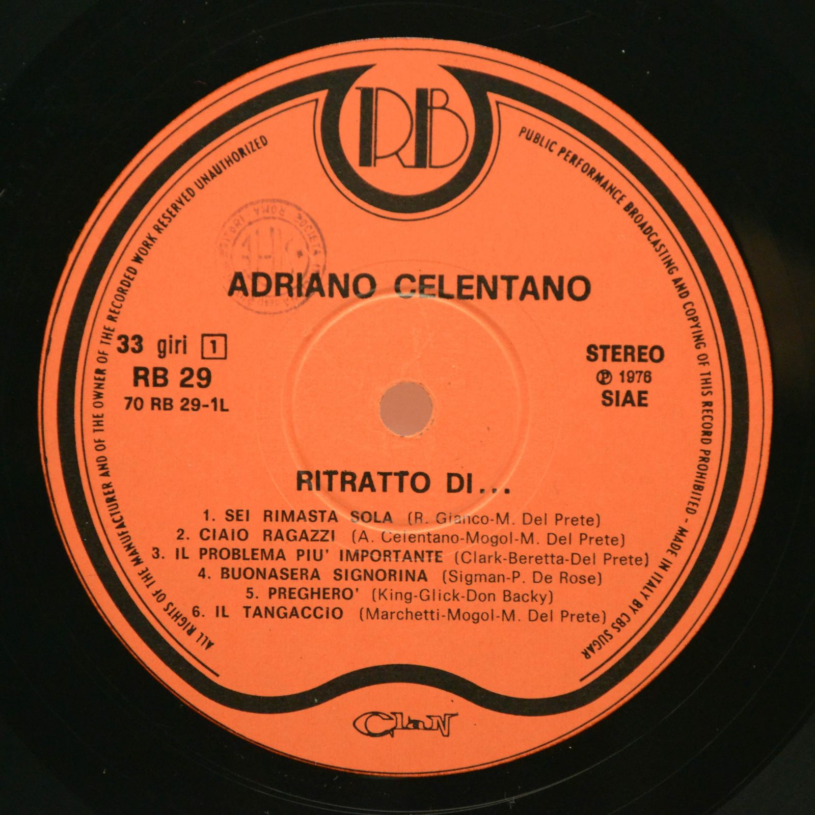 Adriano Celentano — Ritratto Di... Adriano Celentano (Italy), 1976