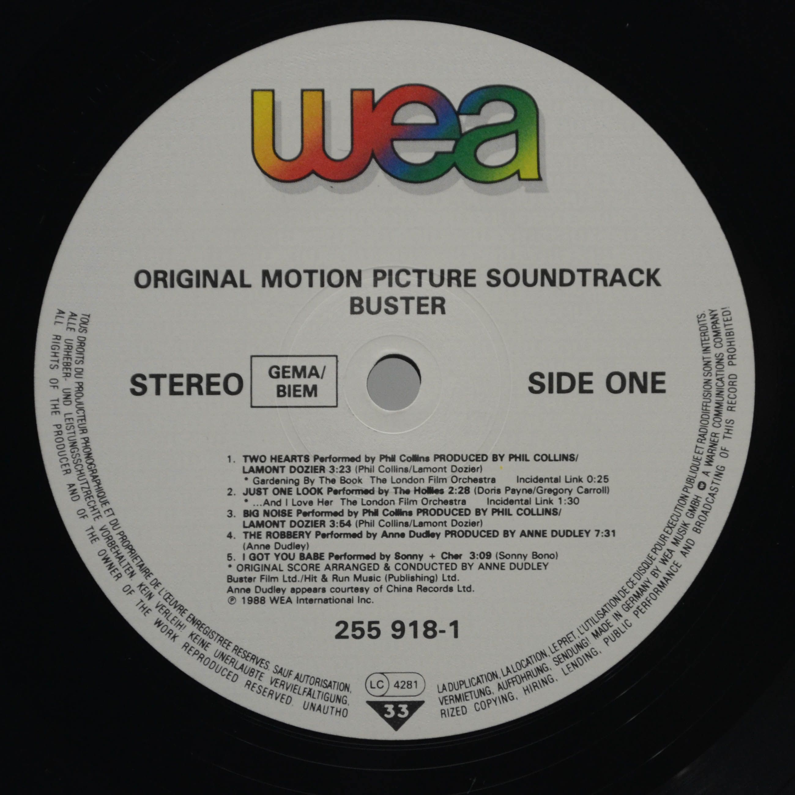 Various — Buster - Original Motion Picture Soundtrack, 1988