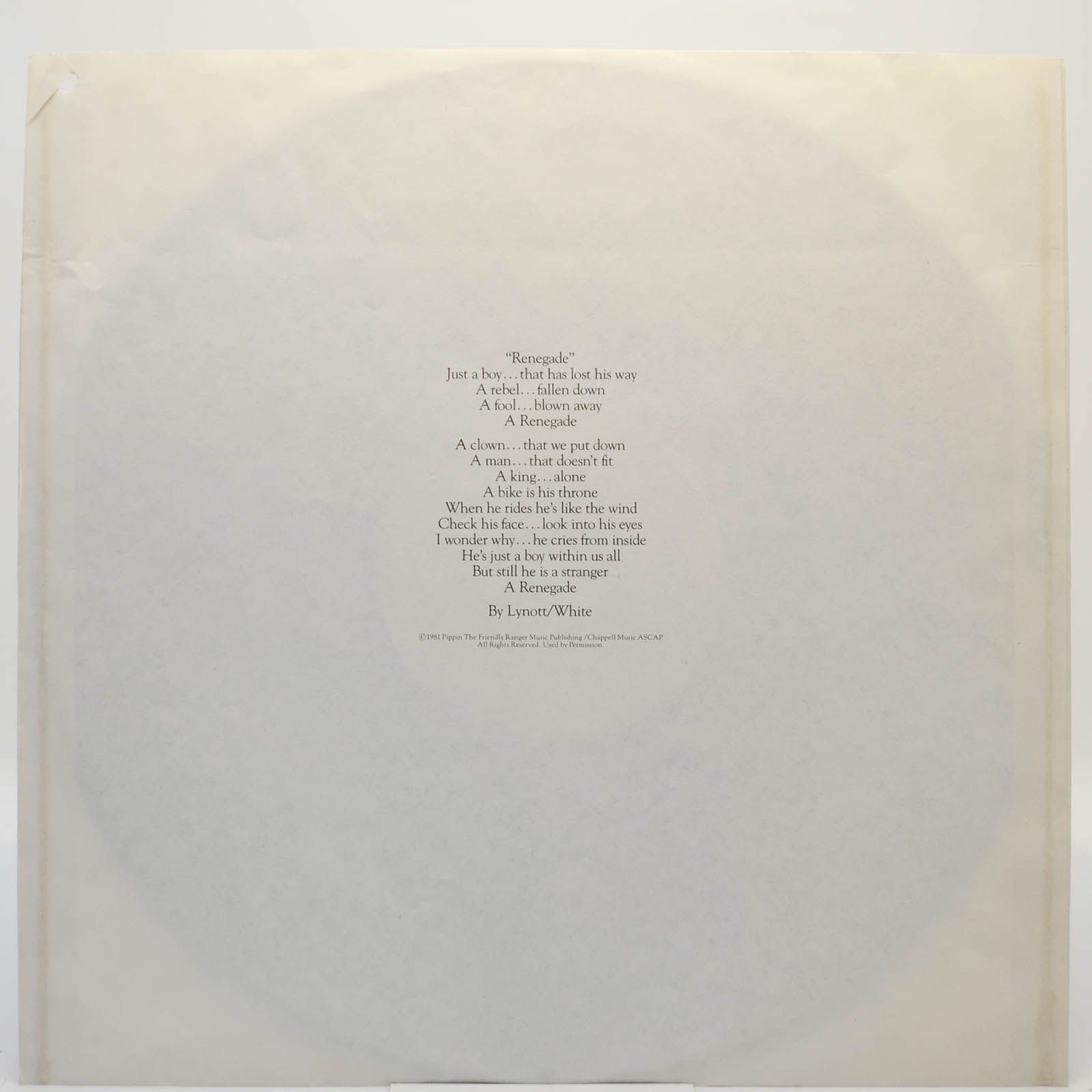 Thin Lizzy — Renegade (USA), 1981