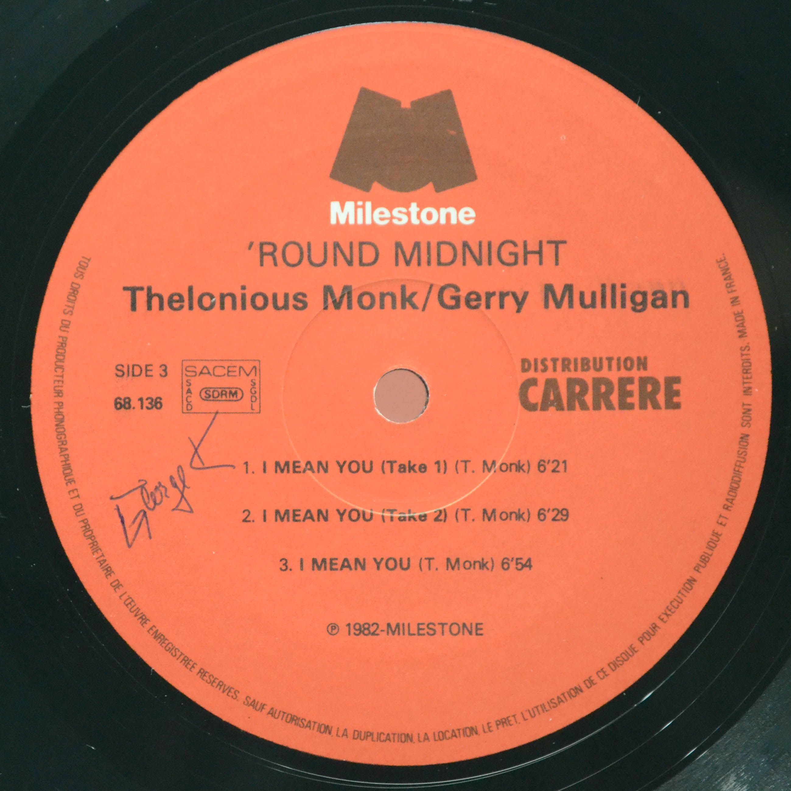 Thelonious Monk / Gerry Mulligan — Round Midnight (2LP), 1983