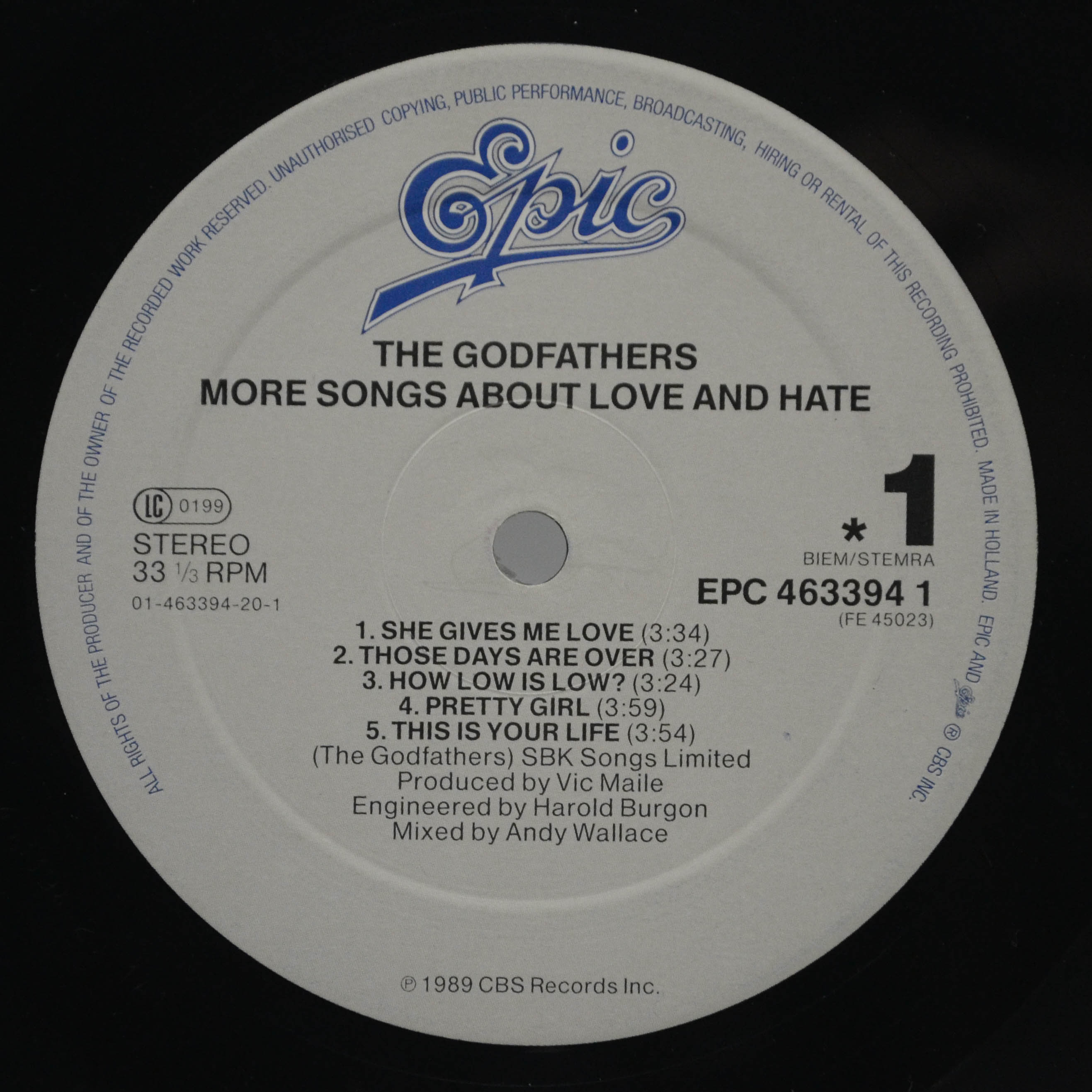 Godfathers — More Songs About Love & Hate, 1989