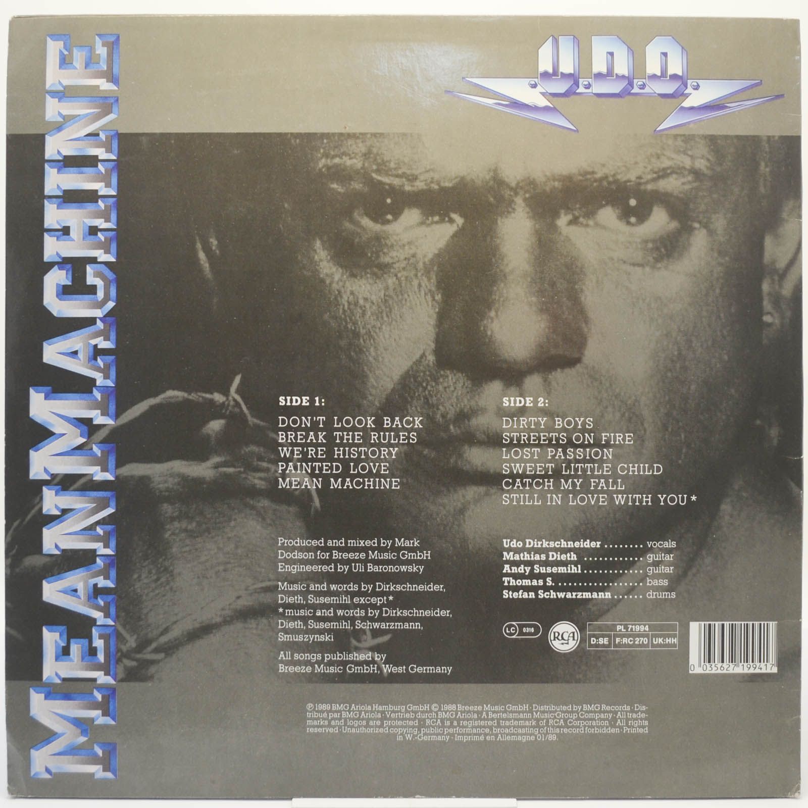 U.D.O. — Mean Machine, 1989