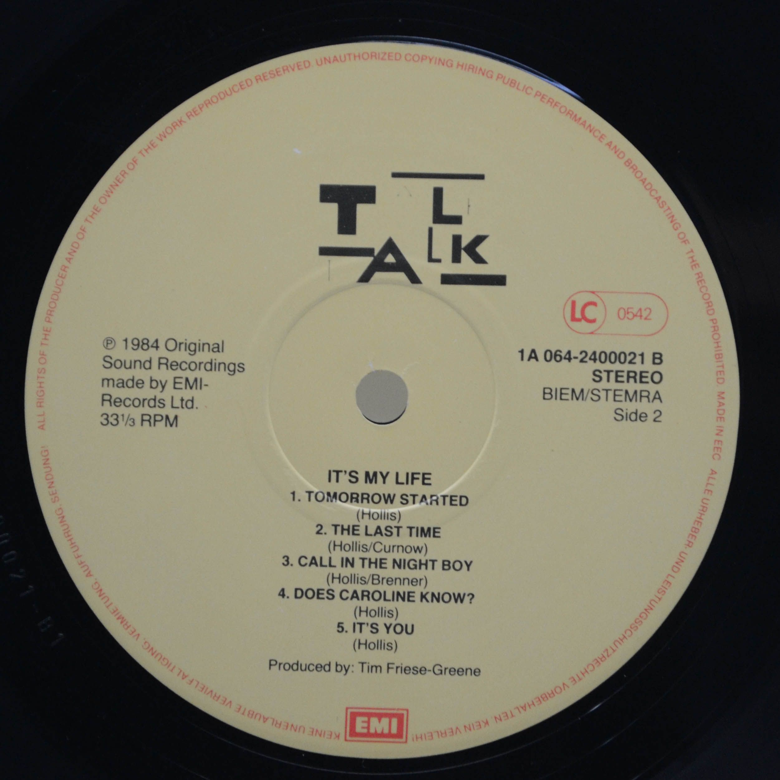 Talk Talk — It's My Life, 1984