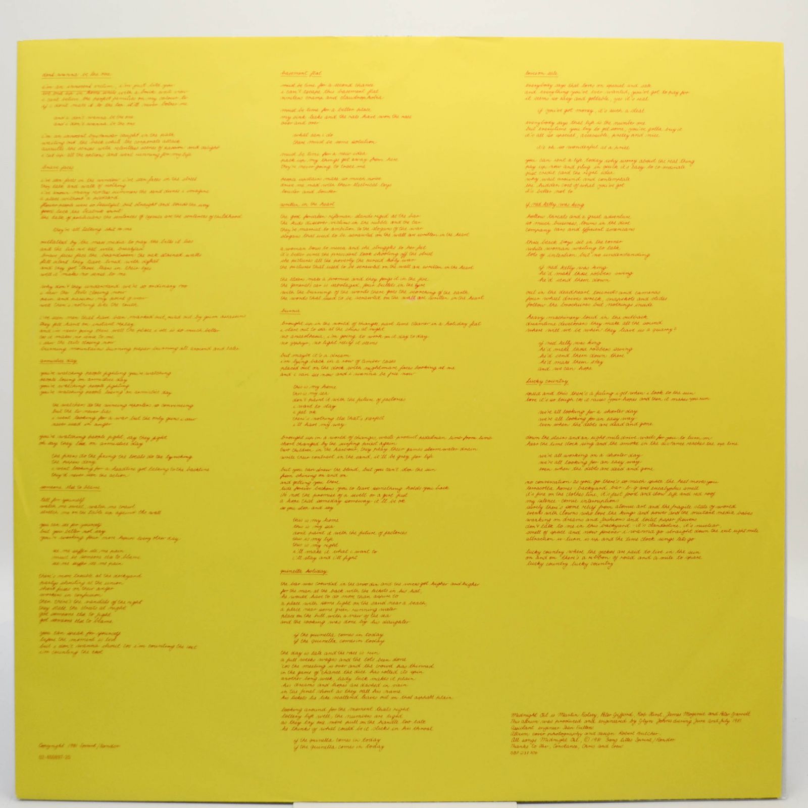 Midnight Oil — Place Without A Postcard, 1981