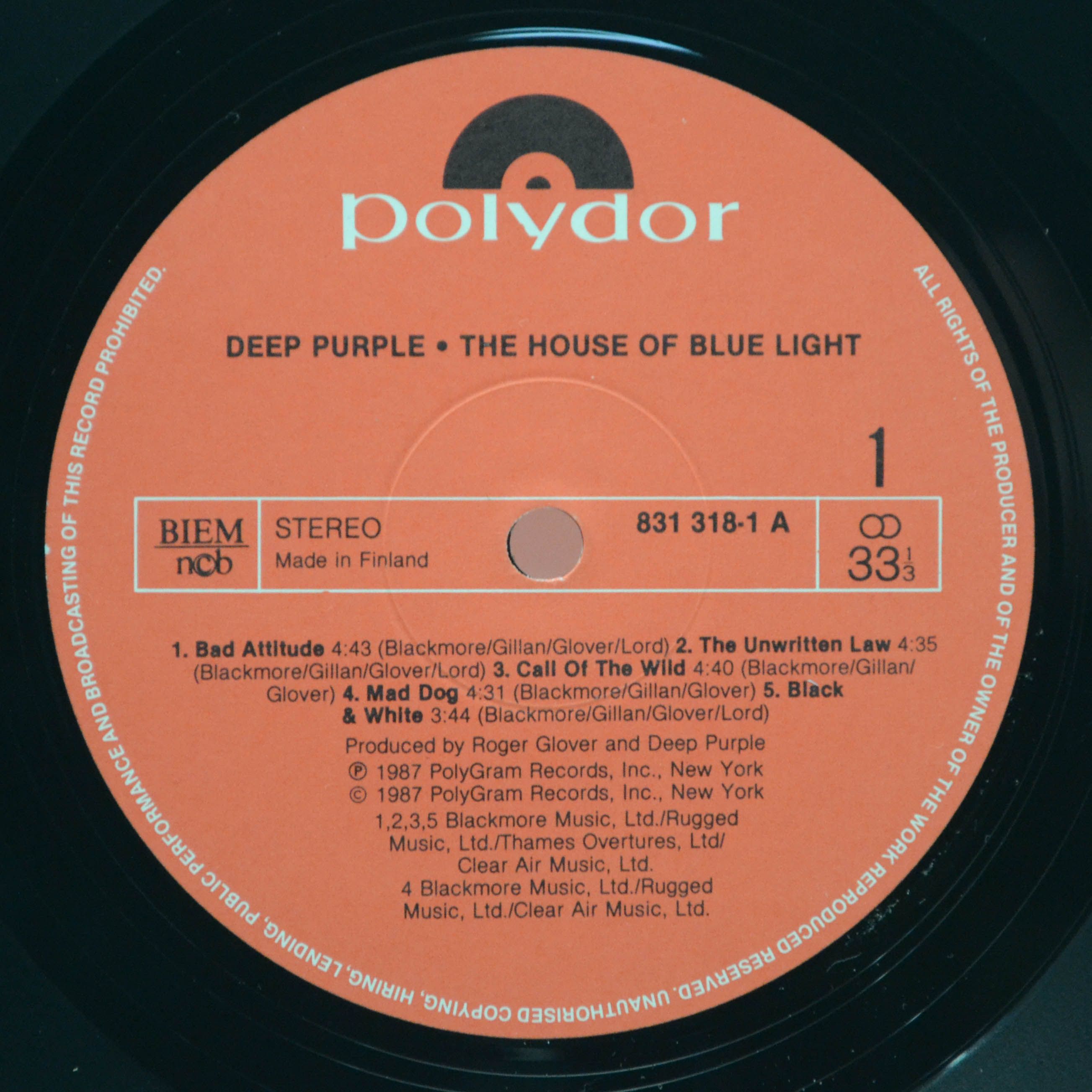 Deep Purple — The House Of Blue Light, 1987