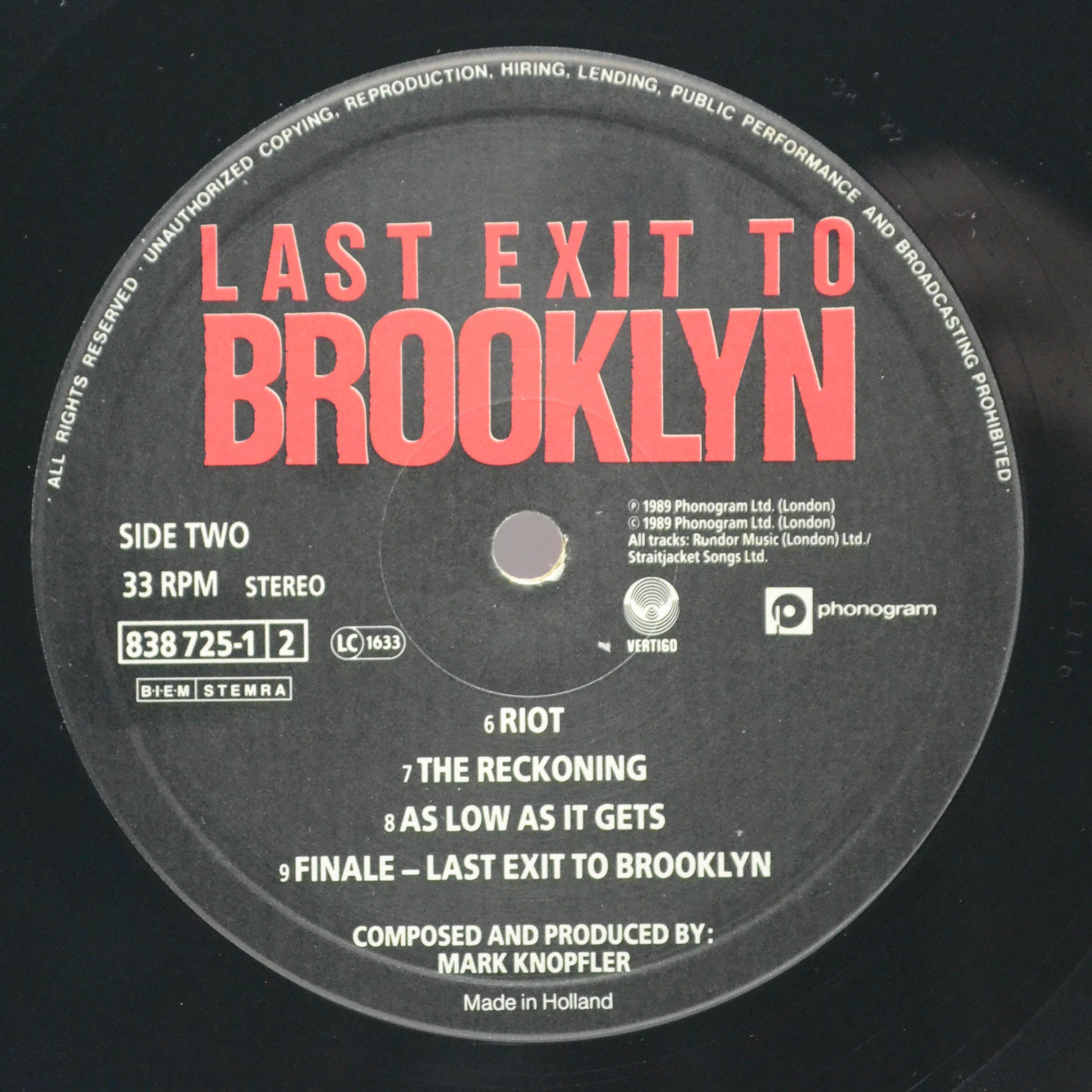 Mark Knopfler — Last Exit To Brooklyn, 1989