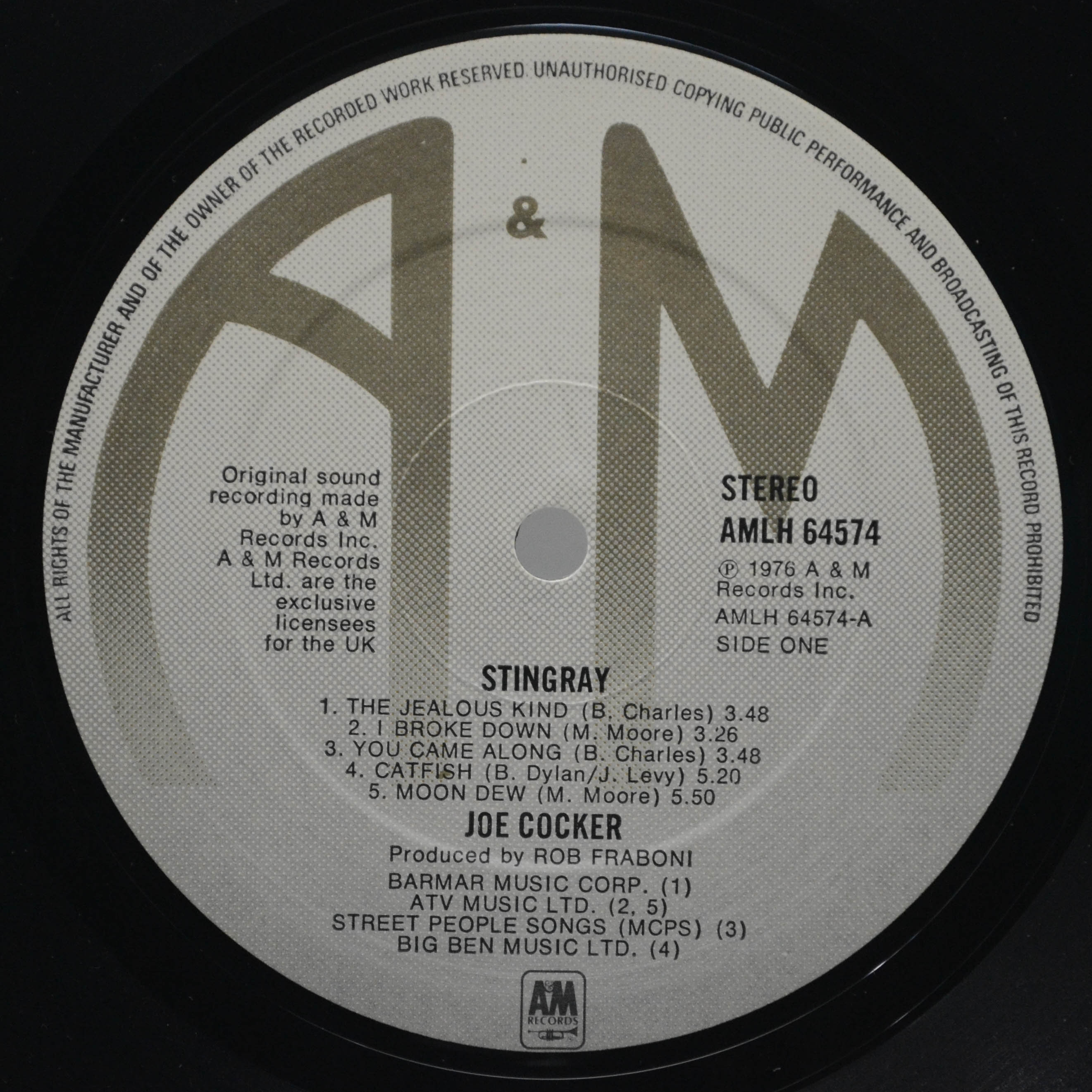 Joe Cocker — Stingray (1-st, UK), 1976