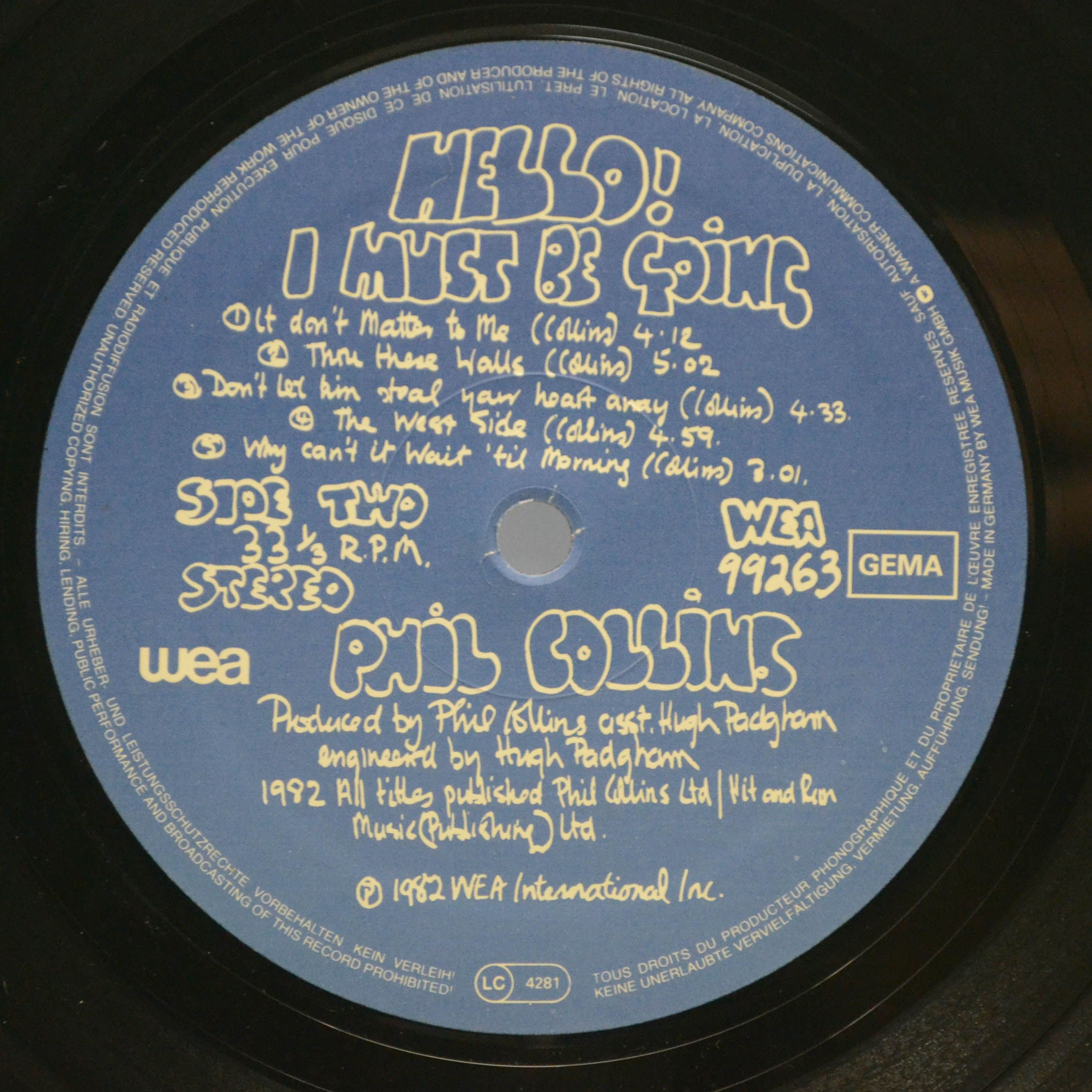 Phil Collins — Hello, I Must Be Going!, 1982