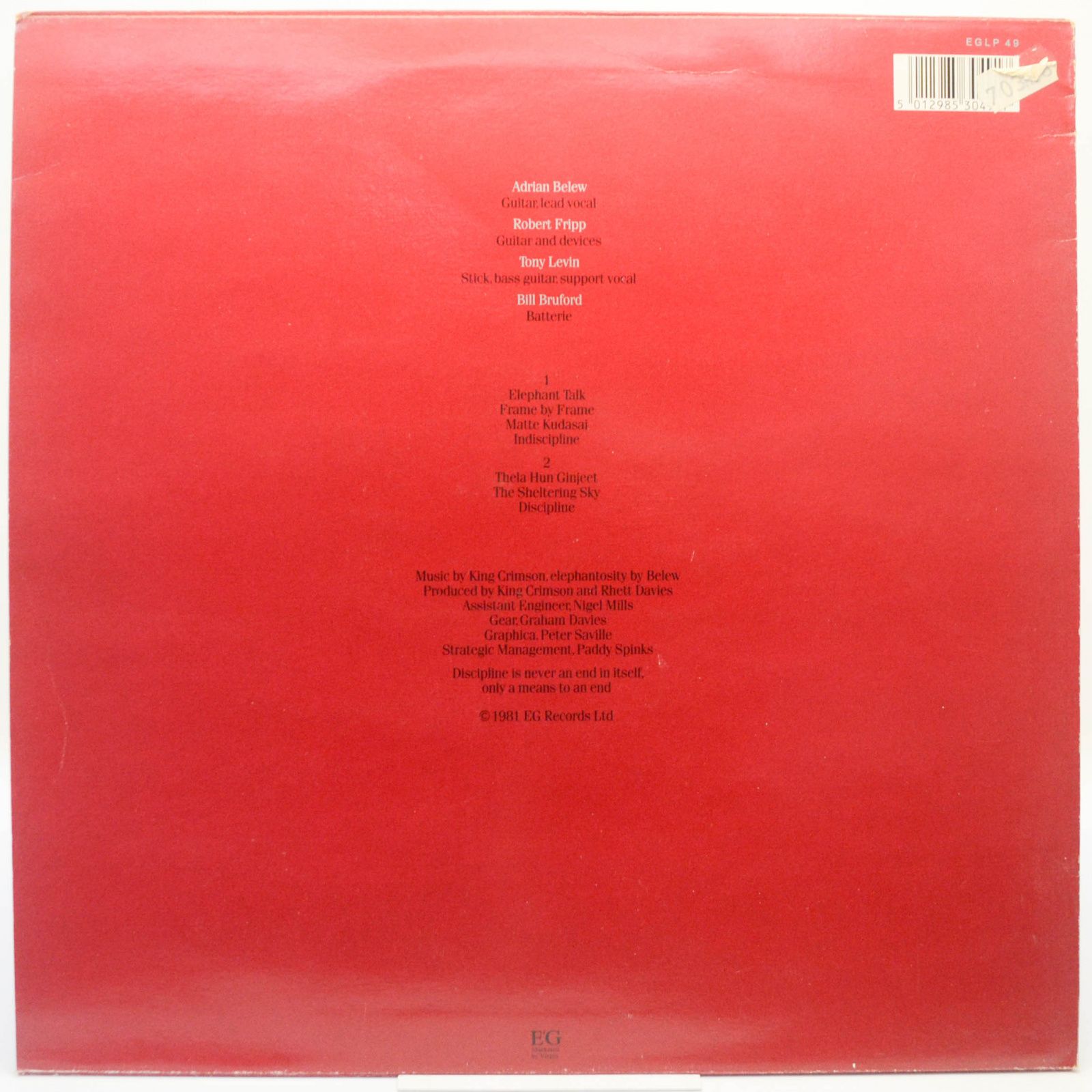 King Crimson — Discipline (UK), 1981