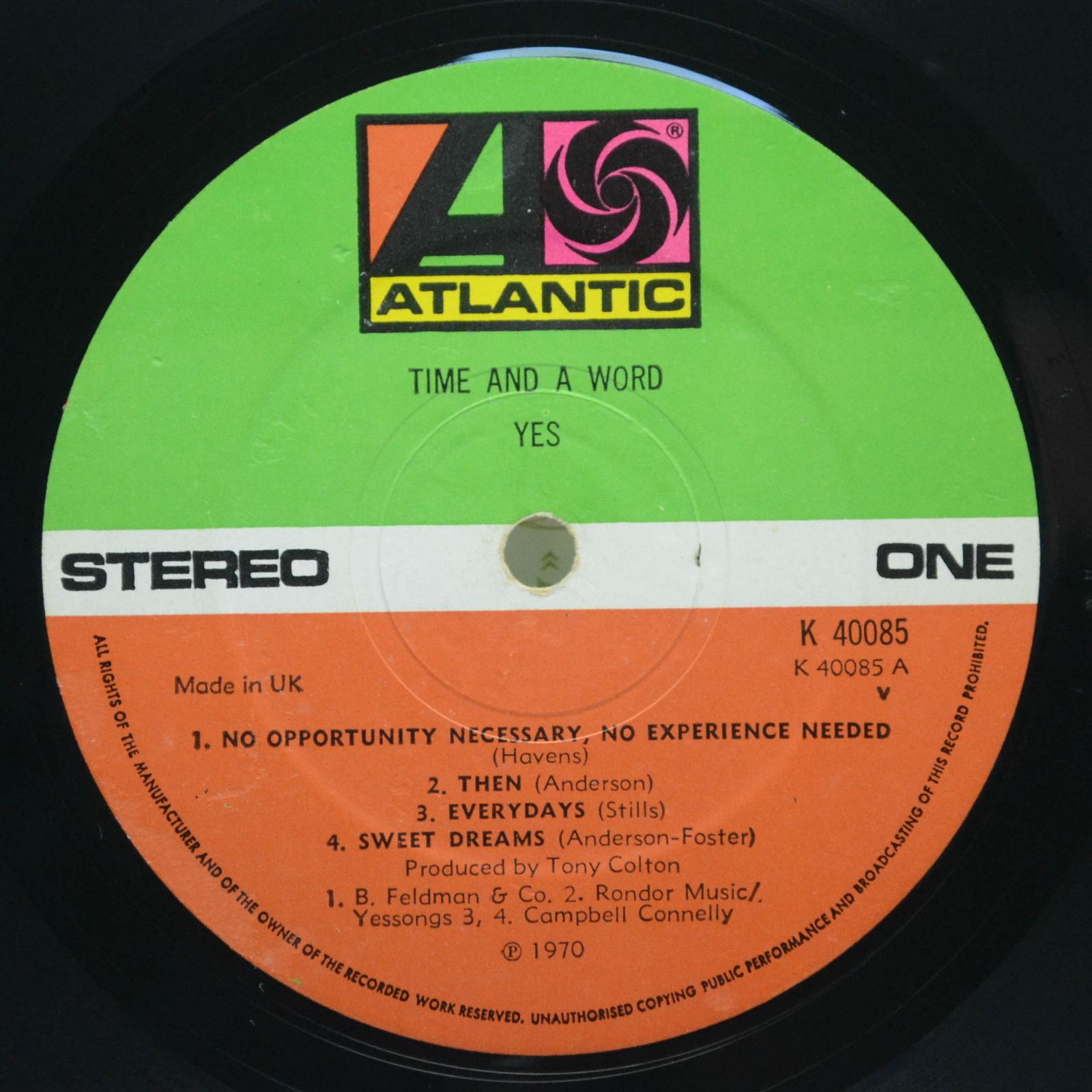 Yes — Time And A Word (UK), 1970