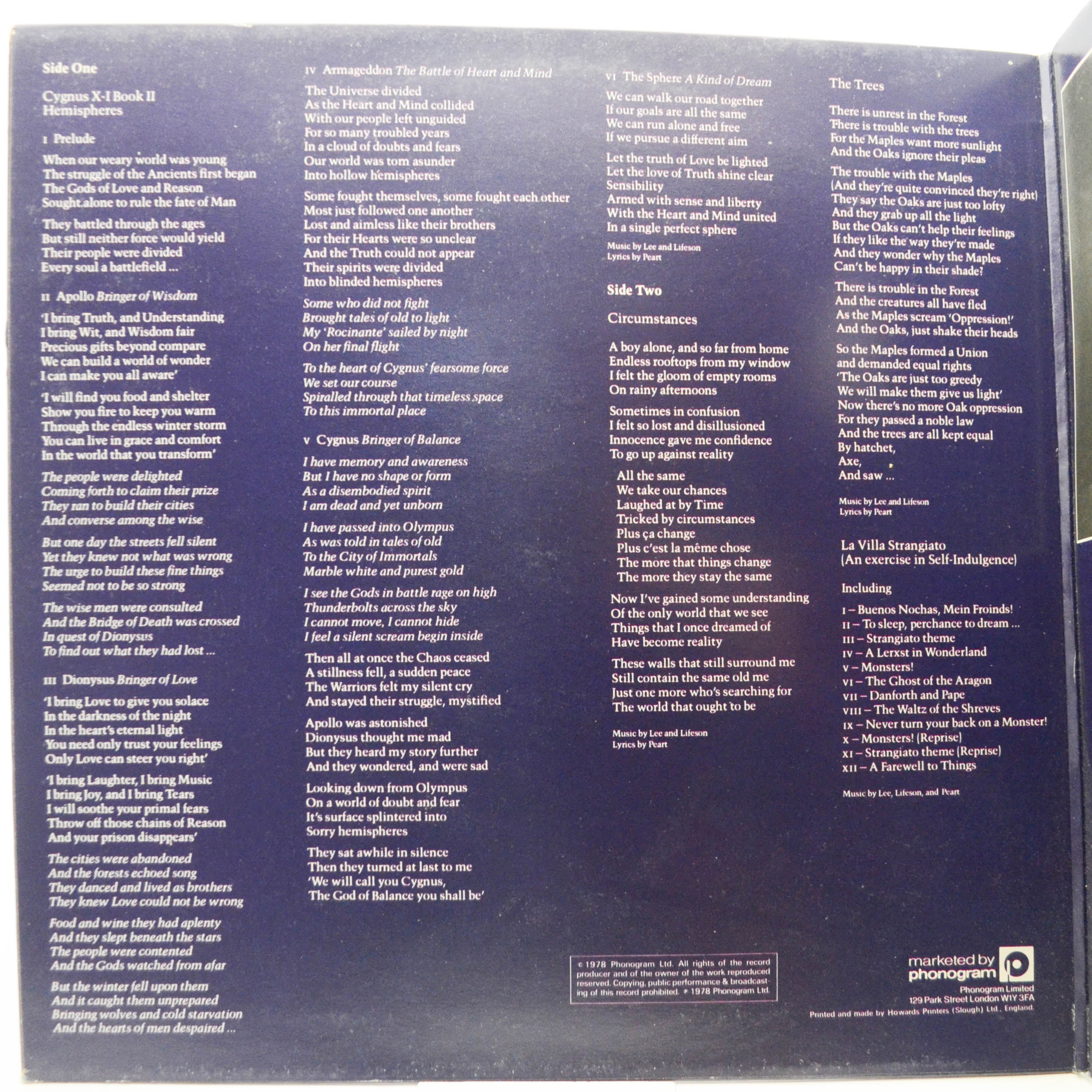 Rush — Hemispheres (UK), 1978