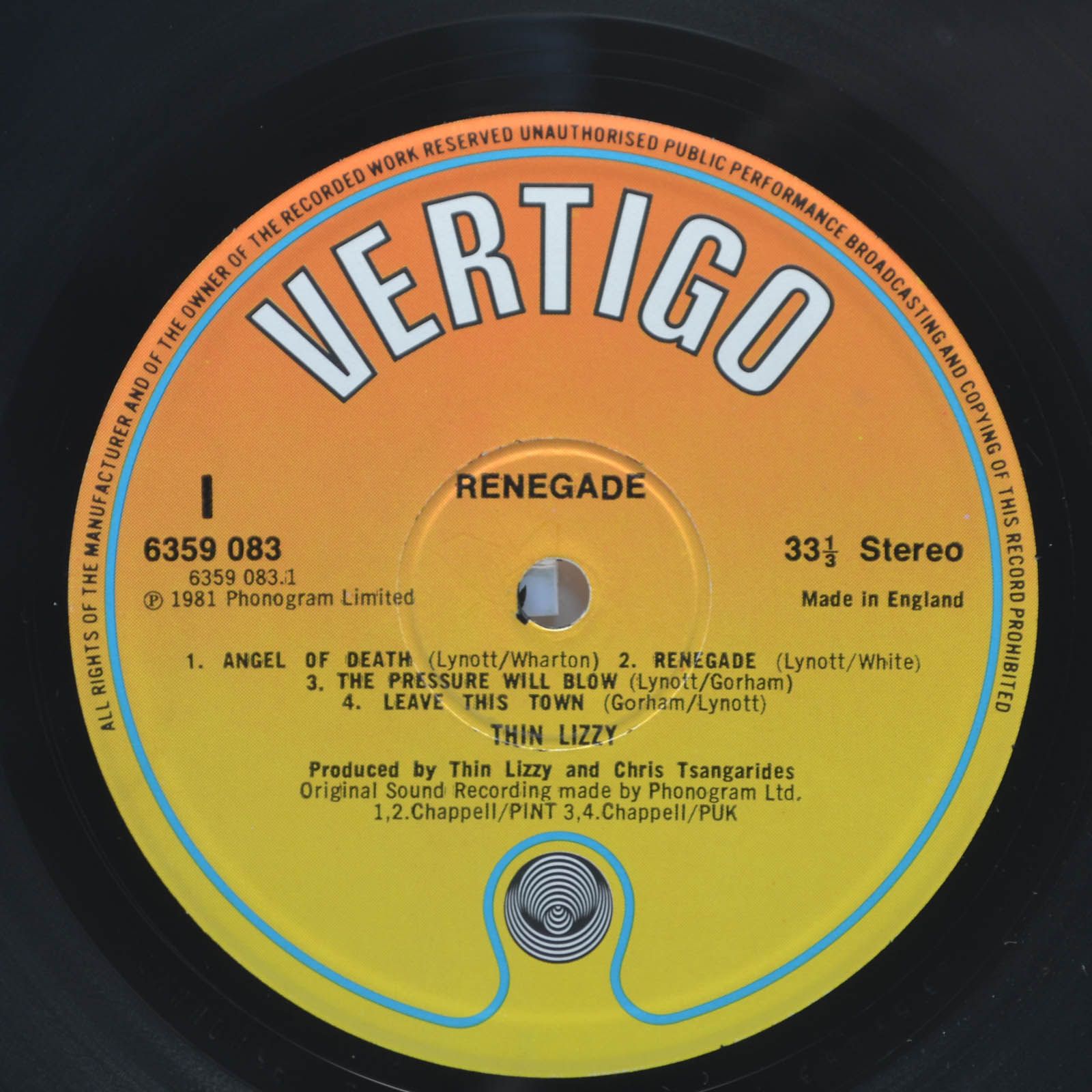 Thin Lizzy — Renegade (1-st, UK), 1981