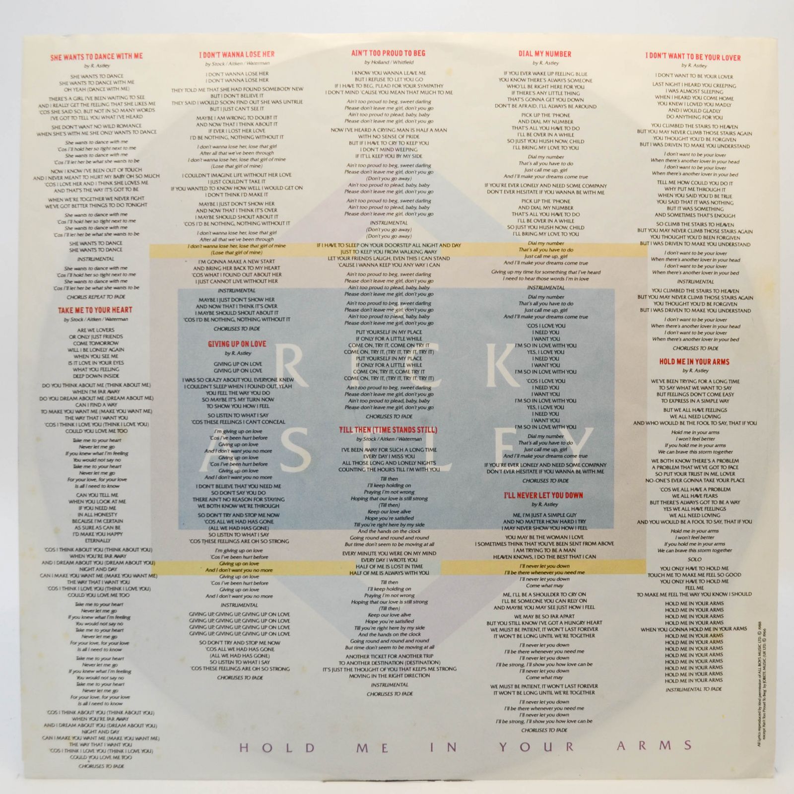 Rick Astley — Hold Me In Your Arms, 1988