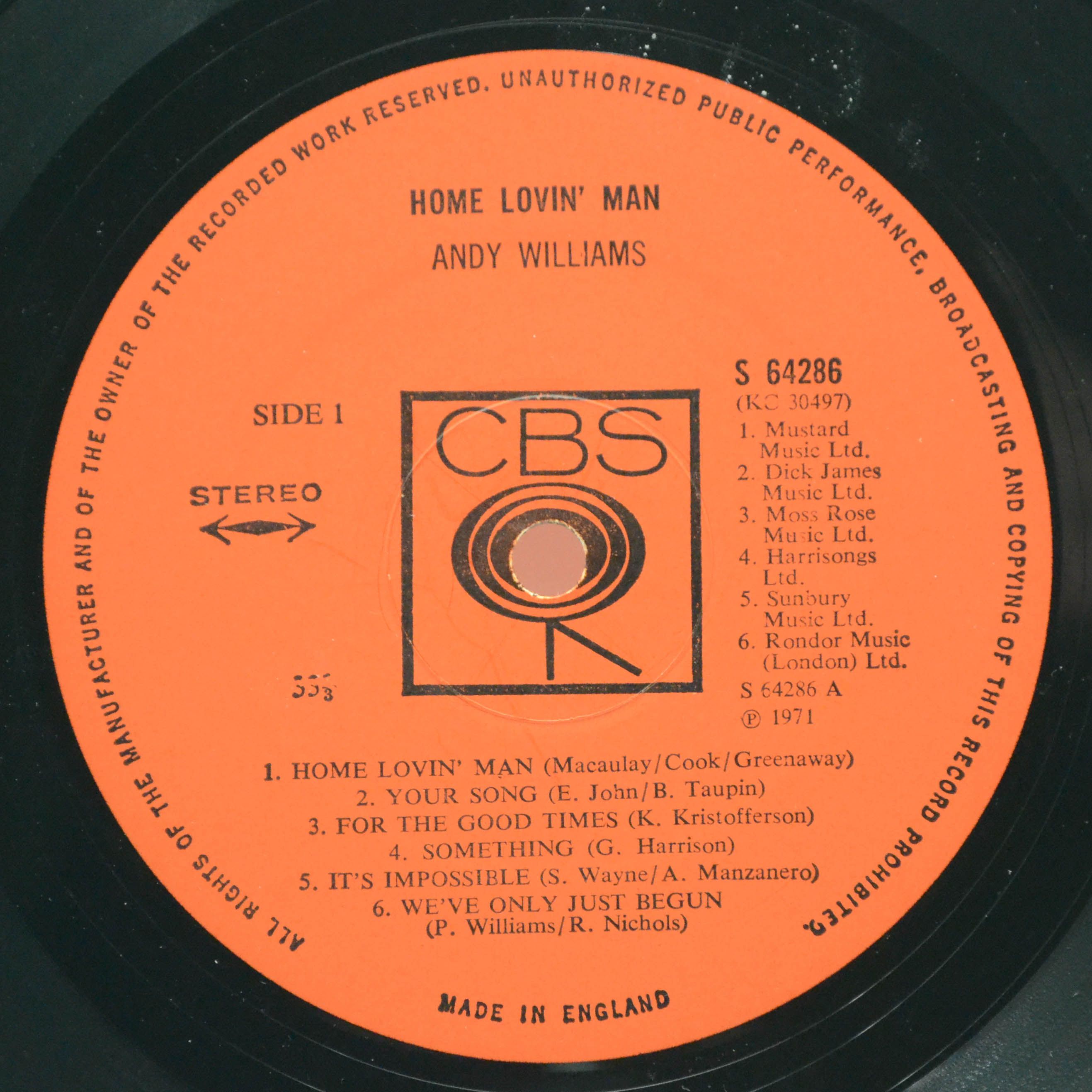 Andy Williams — Home Lovin' Man (UK), 1971