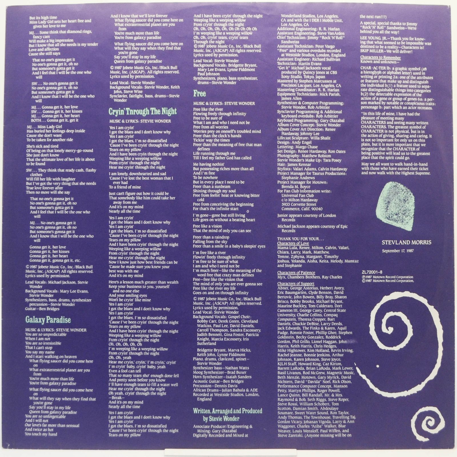 Stevie Wonder — Characters, 1987