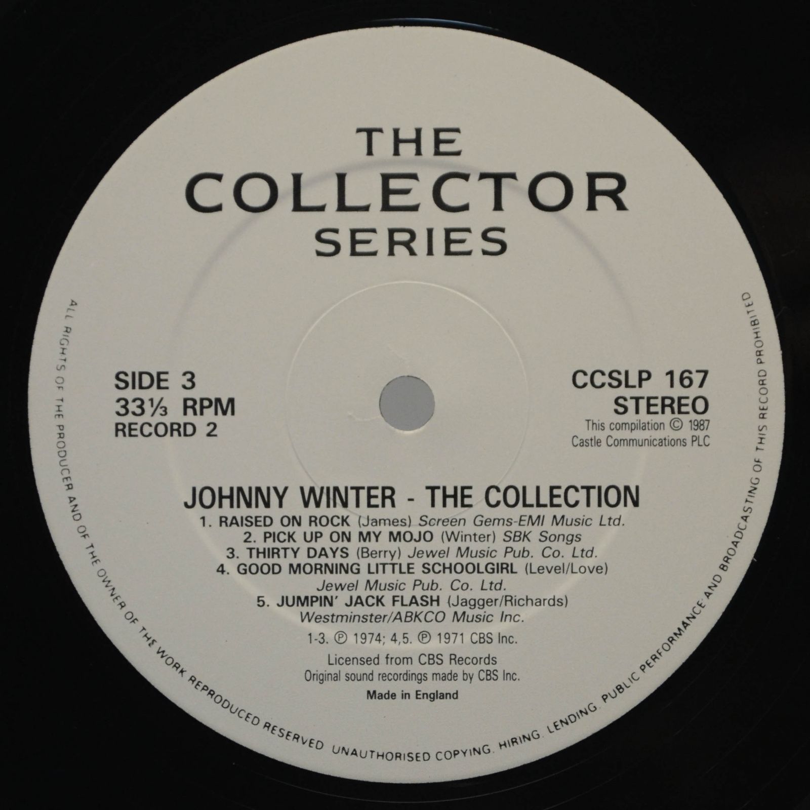 Johnny Winter — The Collection (2LP, UK), 1987