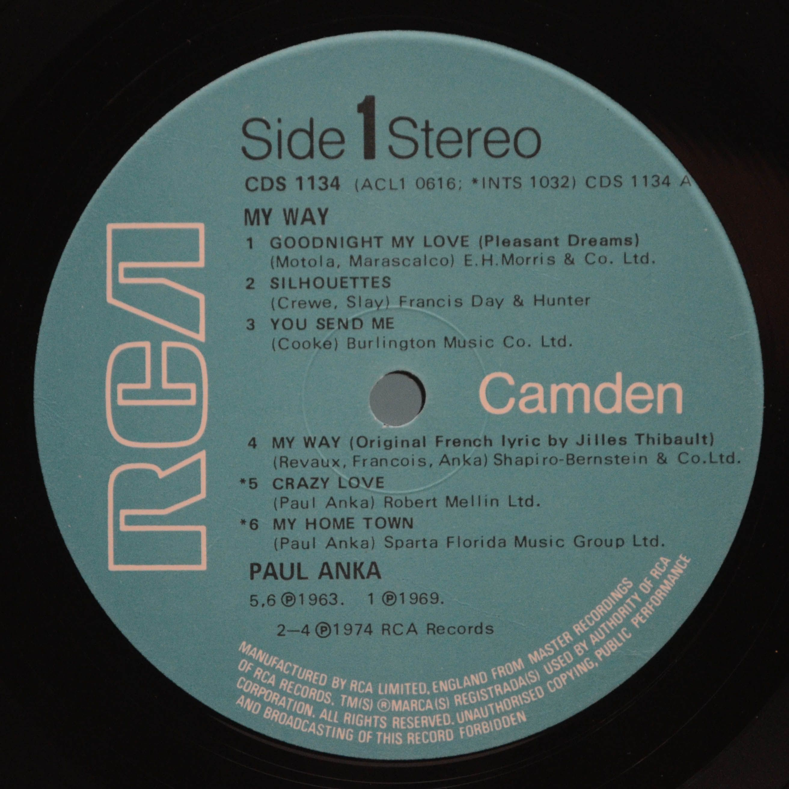 Paul Anka — My Way (UK), 1974