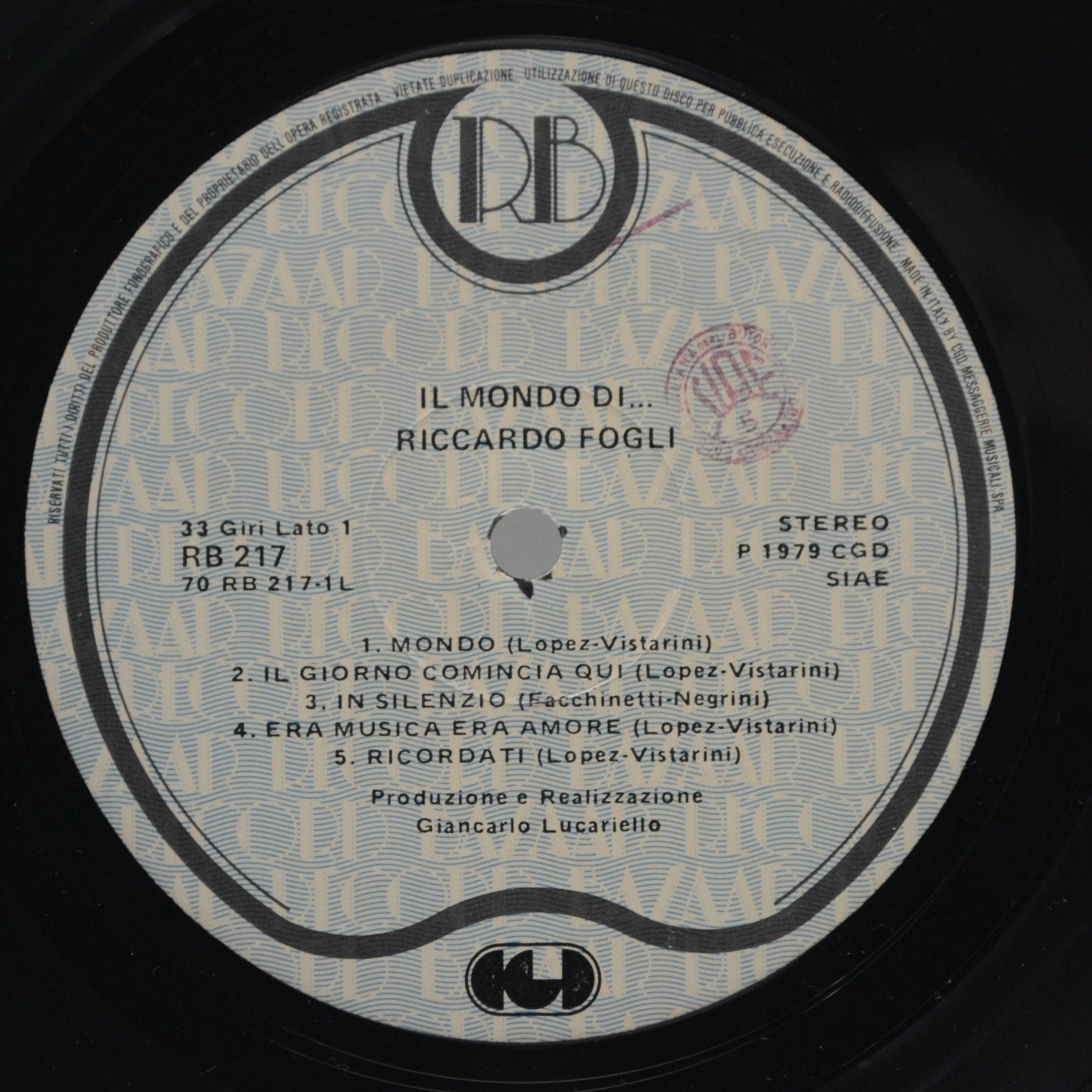 Riccardo Fogli — Il Mondo Di... (Italy), 1979