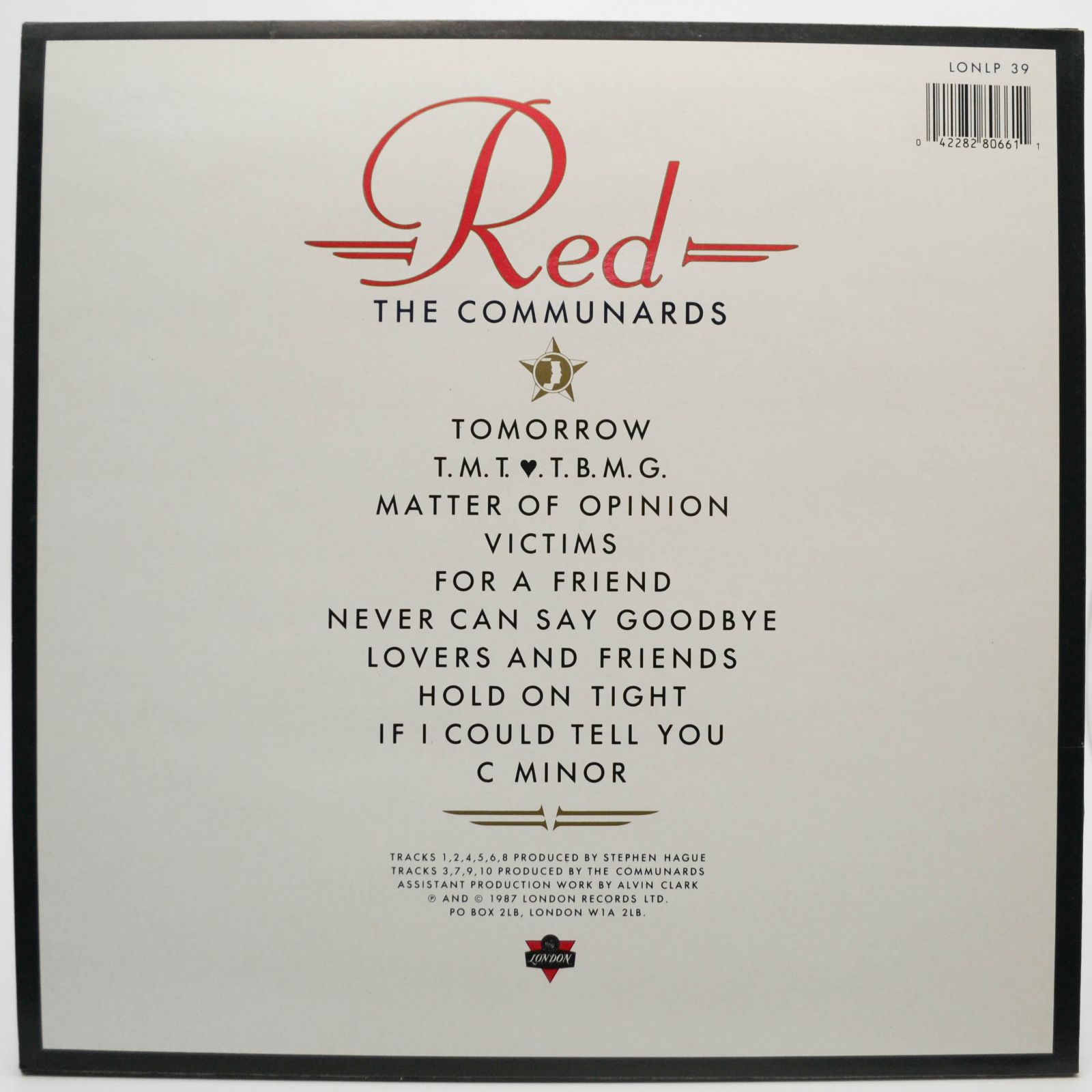Communards — Red (1-st, UK), 1987