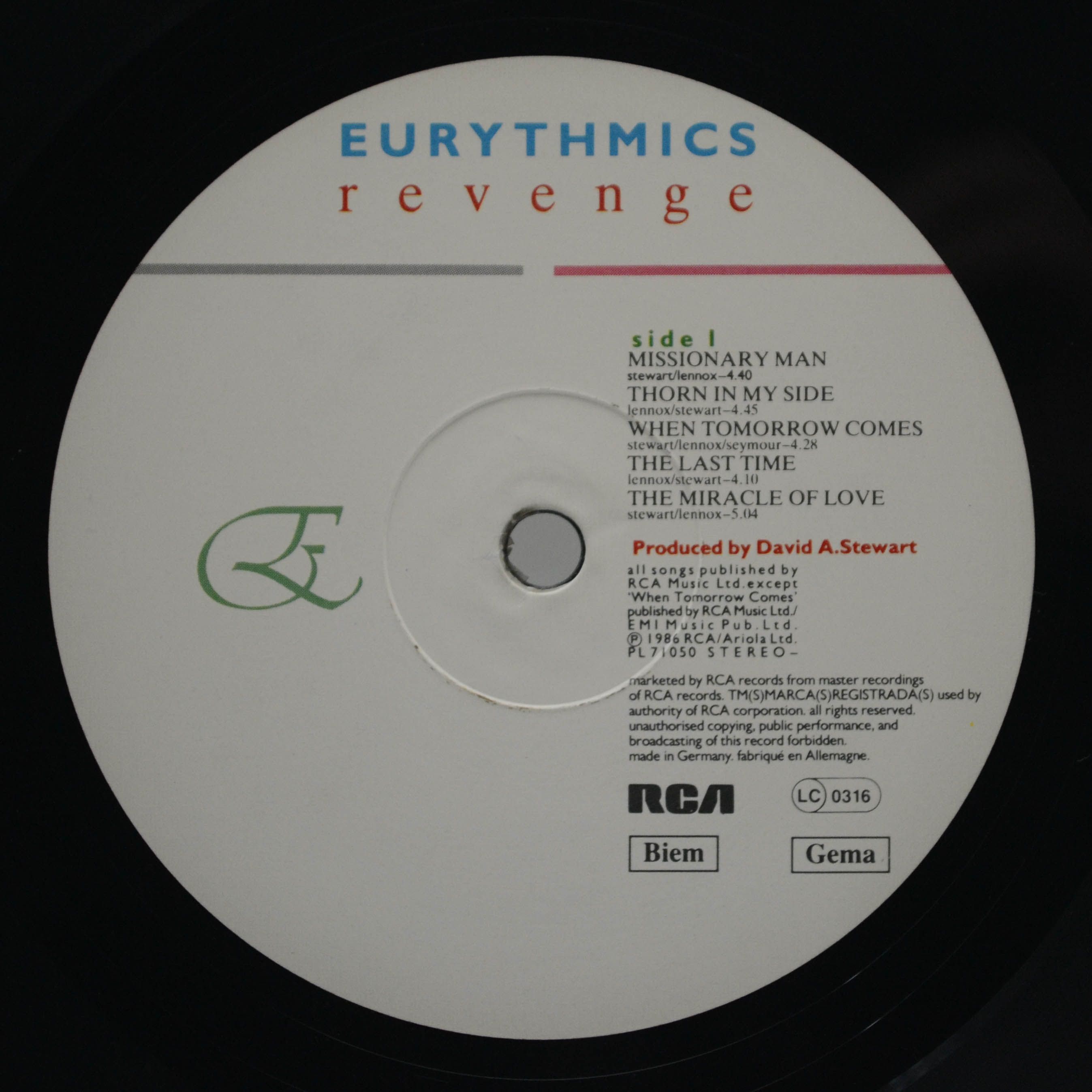 Eurythmics — Revenge, 1986