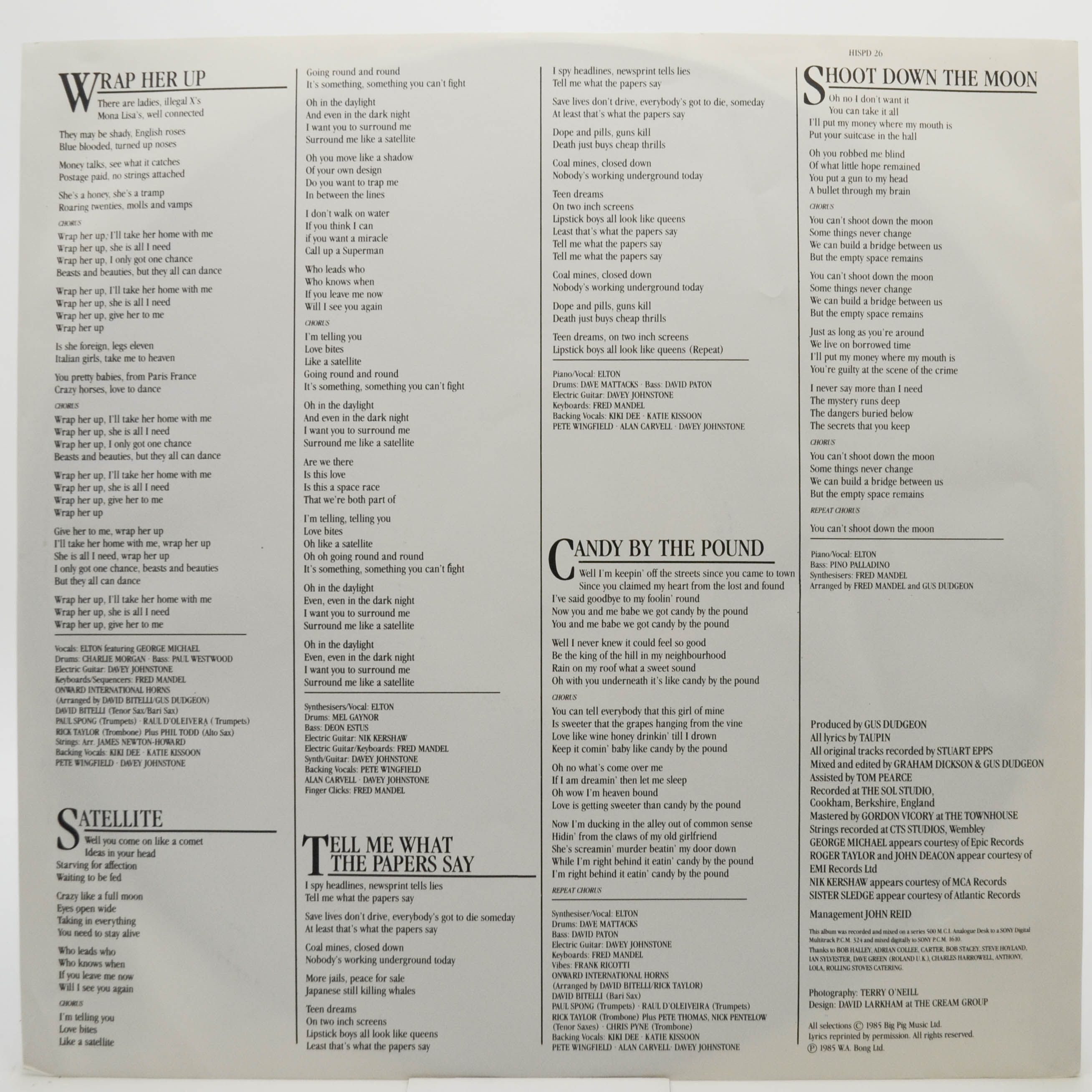 Elton John — Ice On Fire, 1985