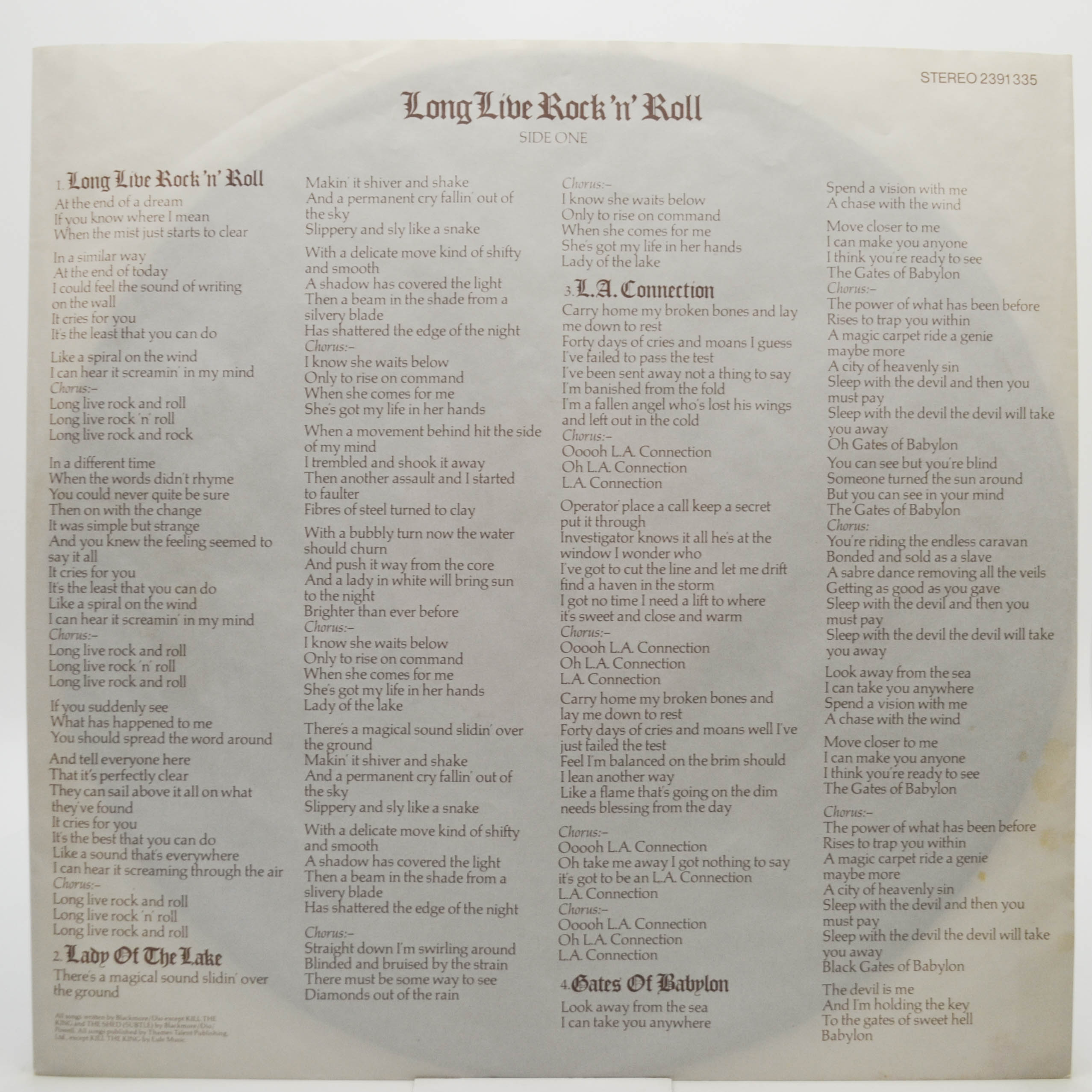 Rainbow — Long Live Rock 'N' Roll, 1978