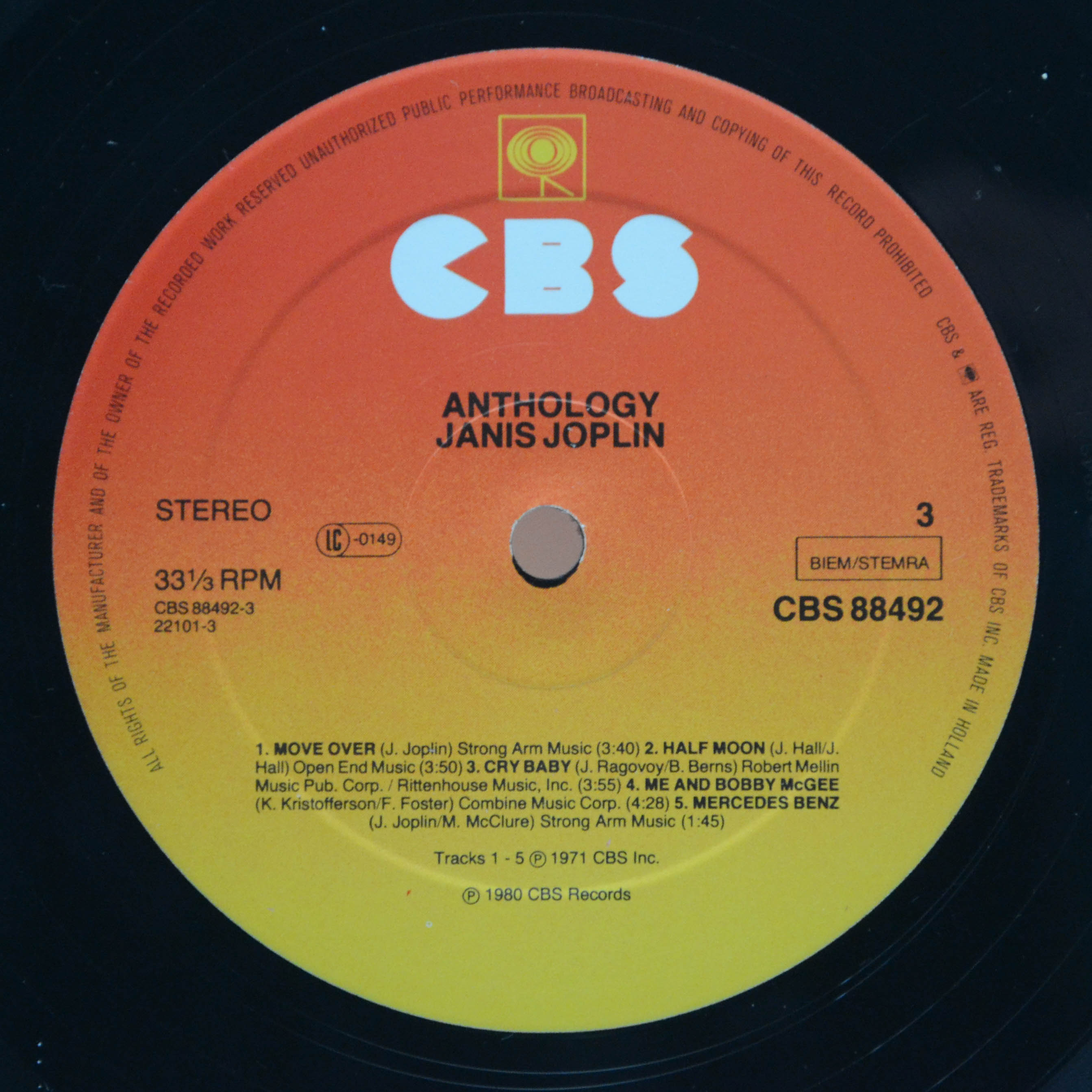 Janis Joplin — Anthology (2LP), 1980