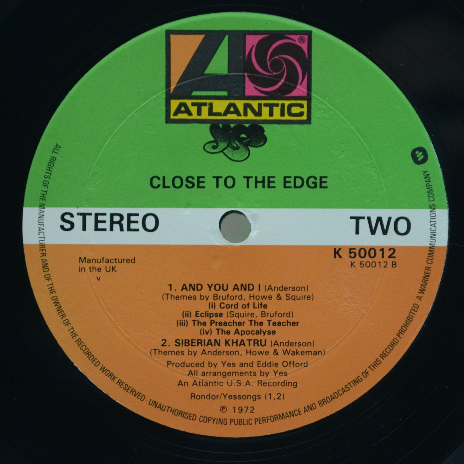 Yes — Close To The Edge (UK), 1972