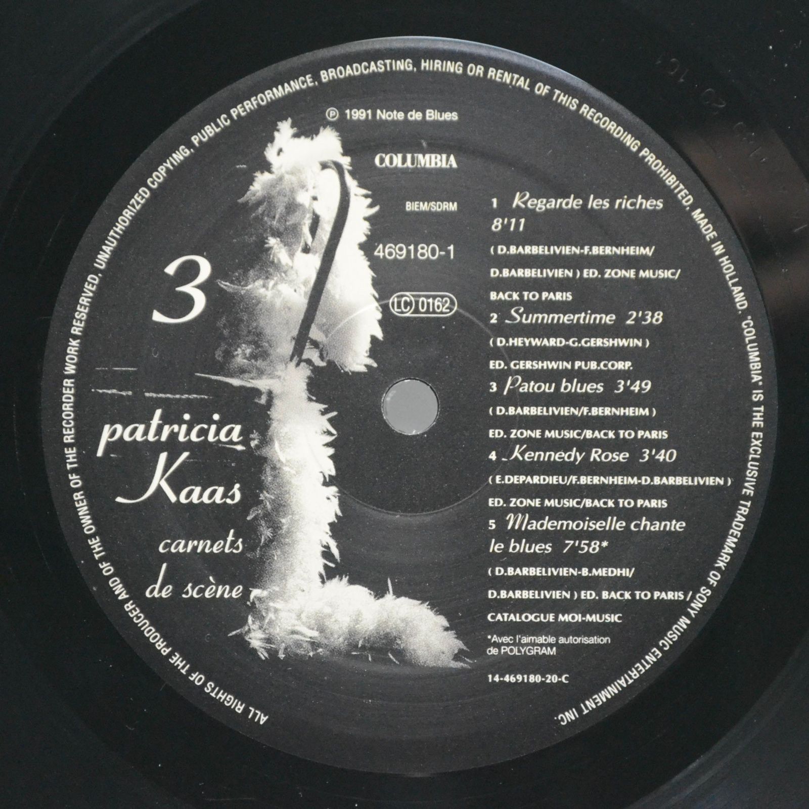 Patricia Kaas — Carnets De Scène (2LP), 1991