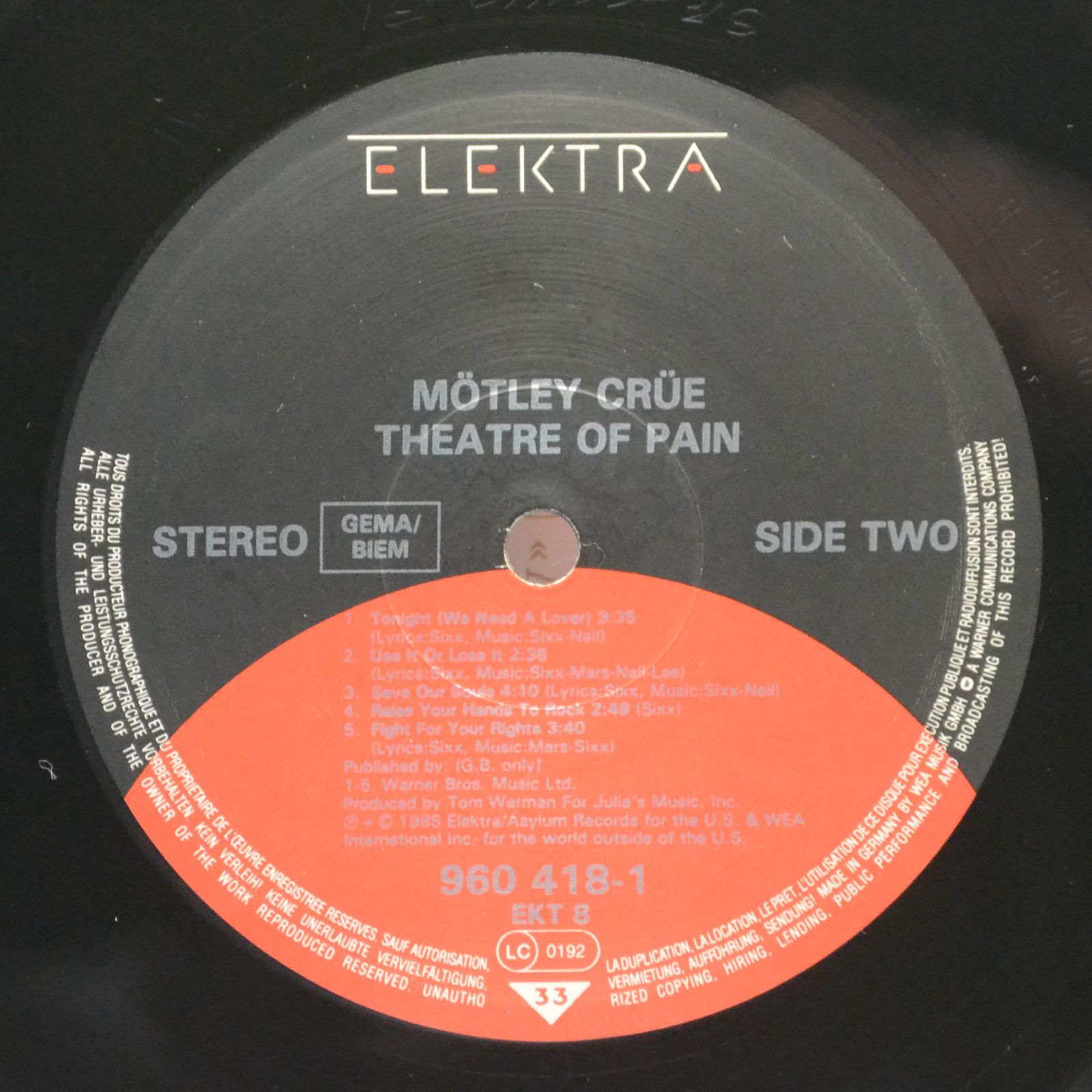 Mötley Crüe — Theatre Of Pain, 1985