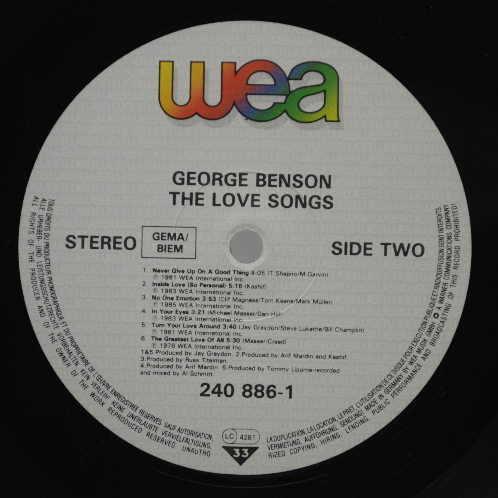 George Benson — The Love Songs, 1985