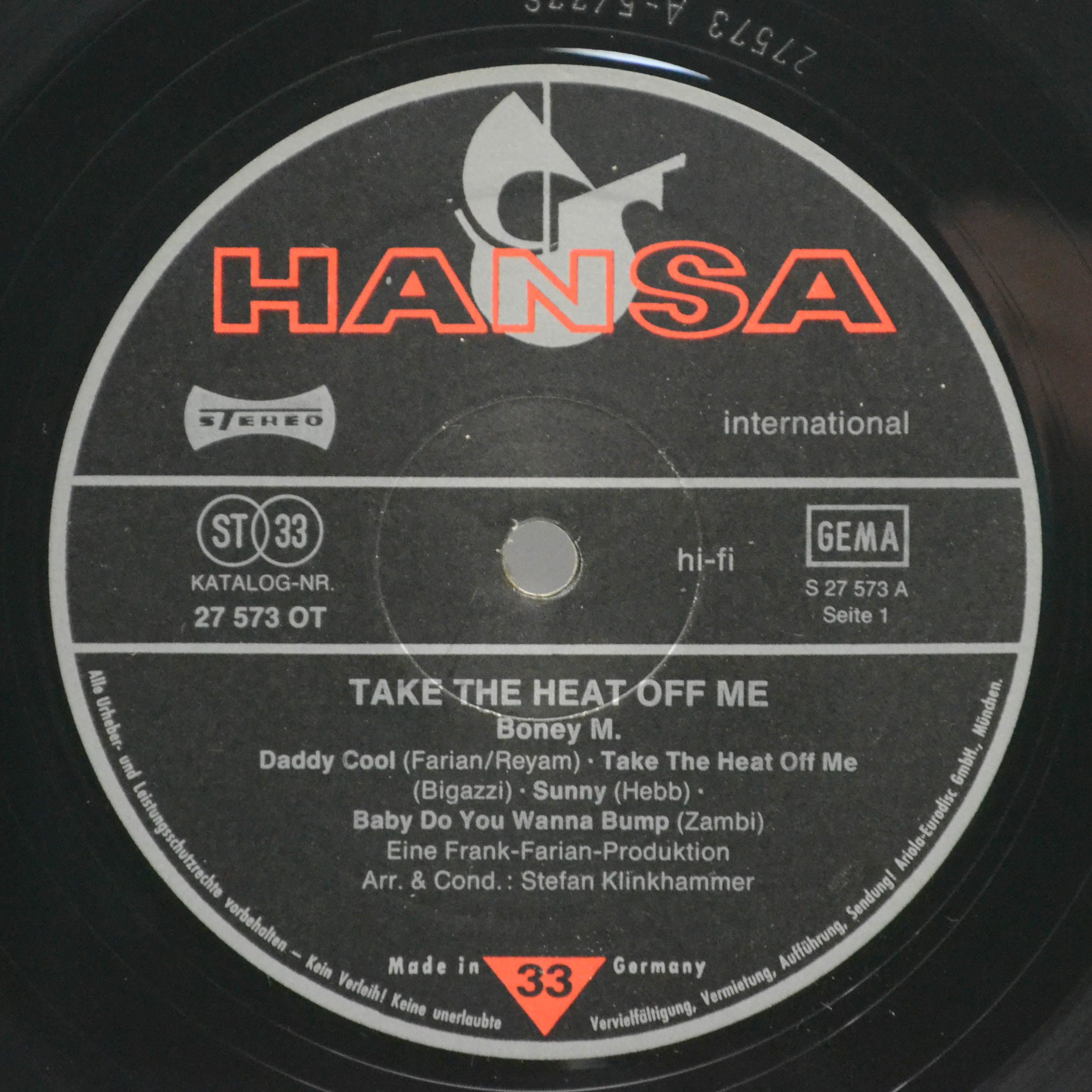Boney M. — Take The Heat Off Me, 1976