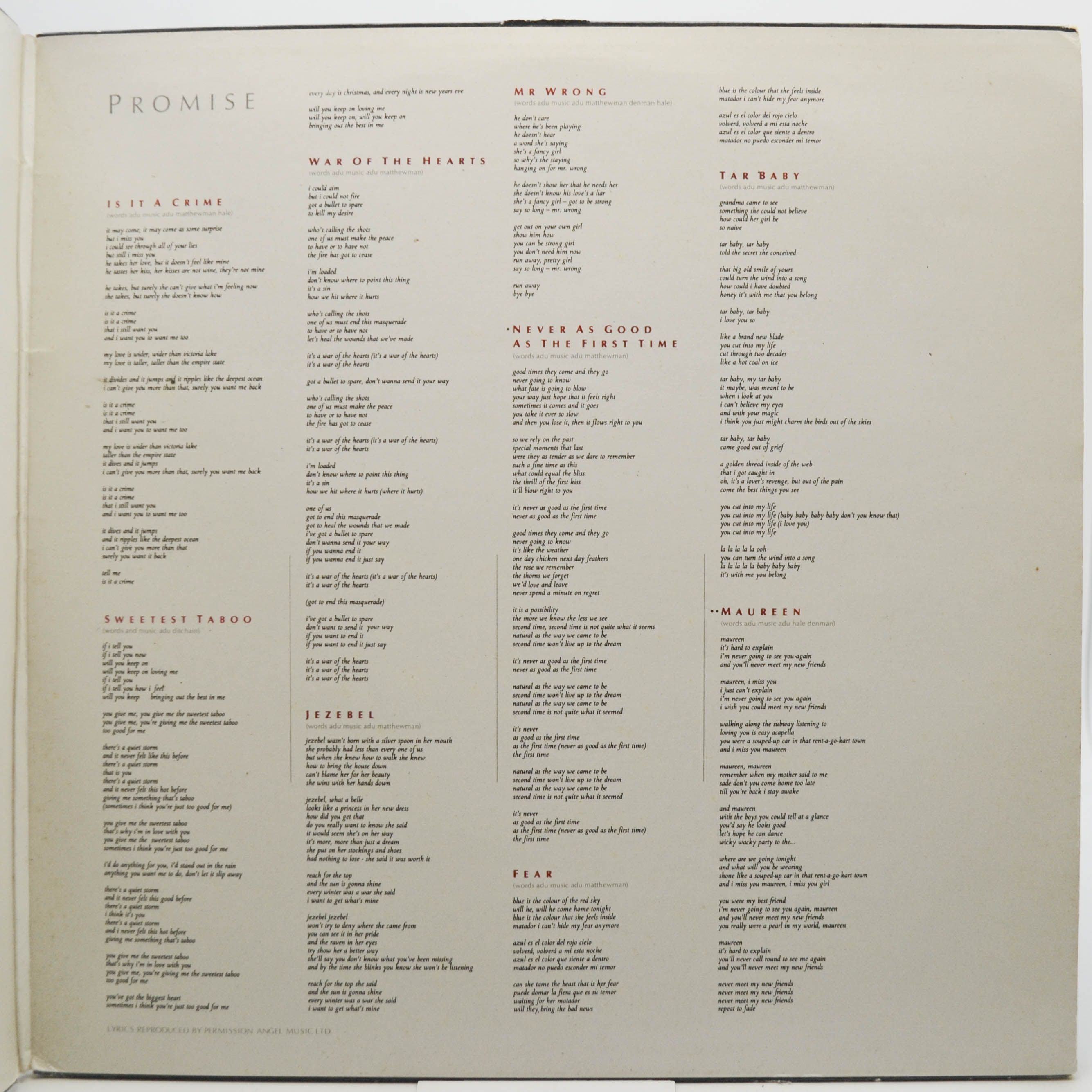 Sade — Promise, 1985