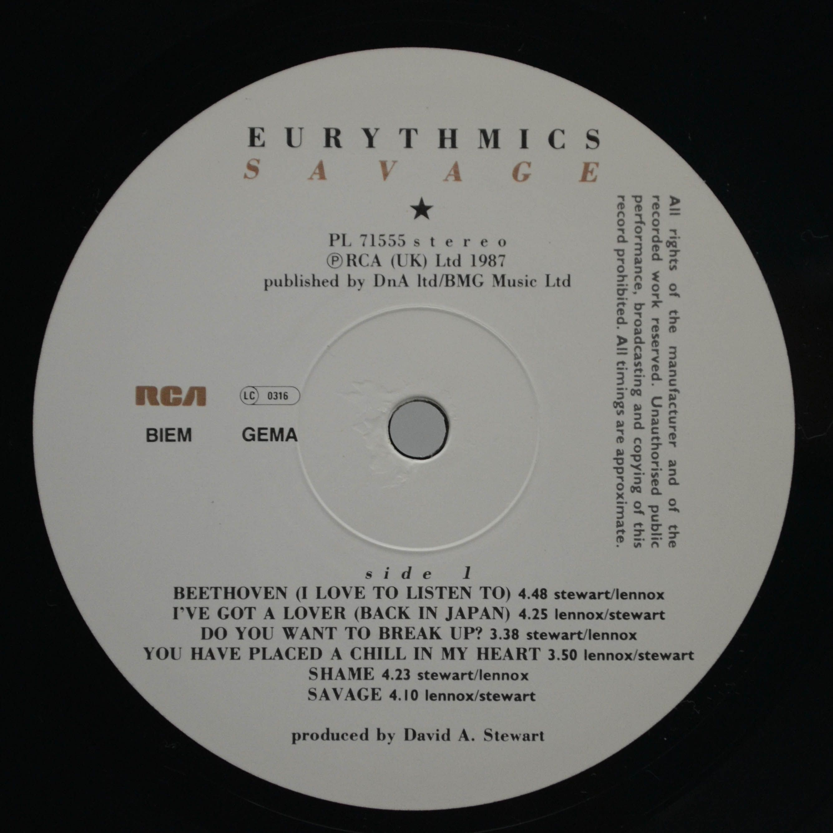 Eurythmics — Savage (poster), 1987