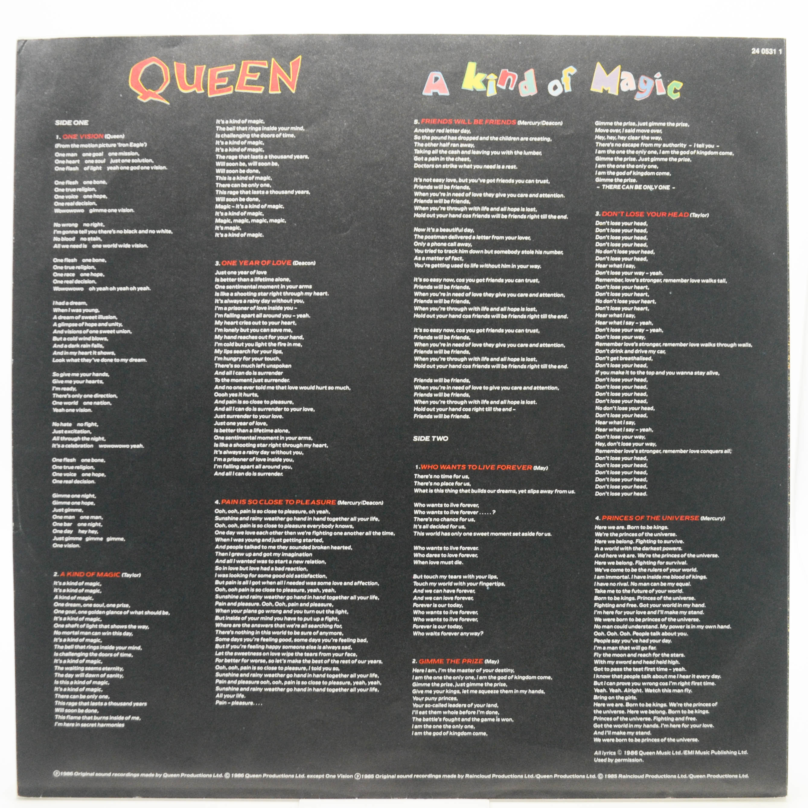 Queen — A Kind Of Magic, 1986