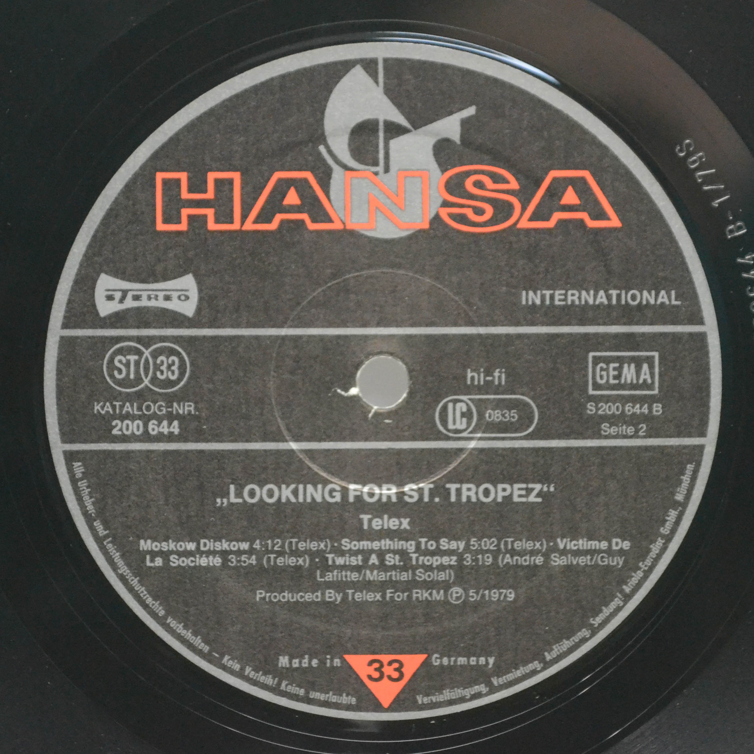 Telex — Looking For Saint Tropez, 1979