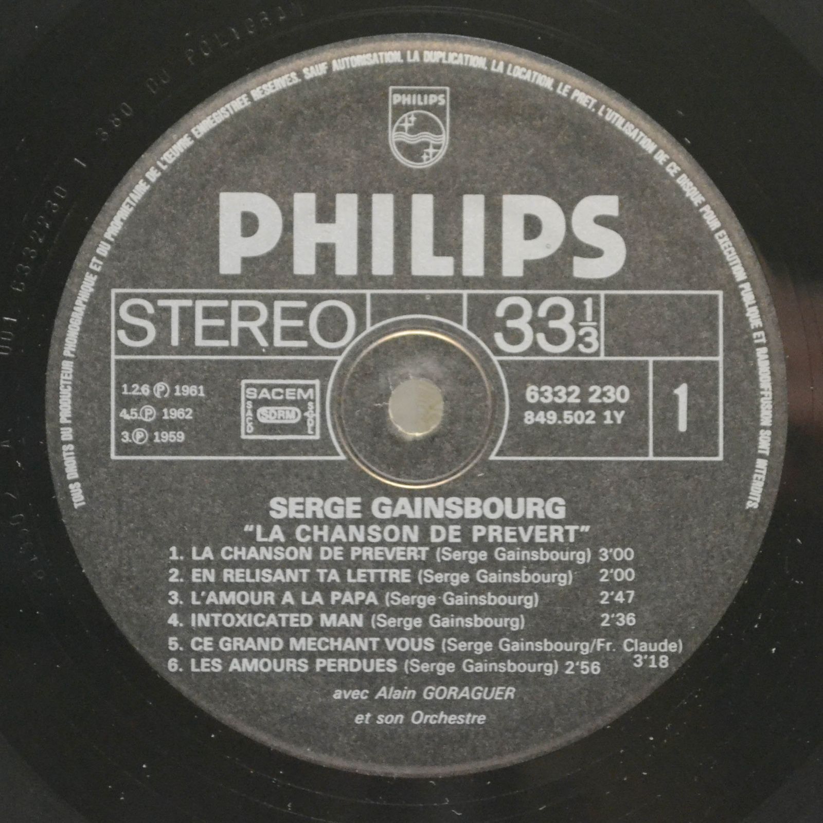 Serge Gainsbourg — La Chanson De Prévert, 1969