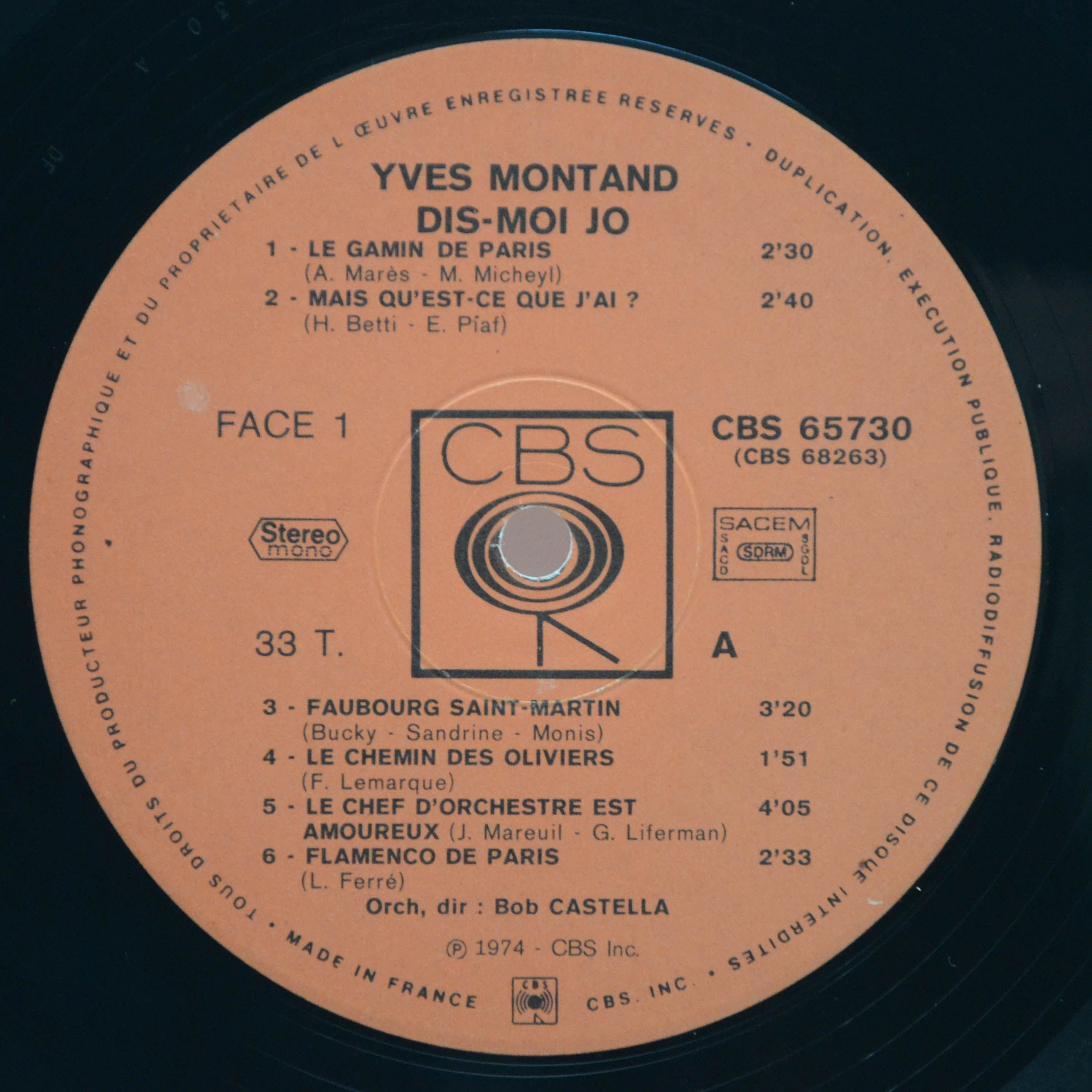 Yves Montand — Dis-Moi Jo (2LP, France), 1974