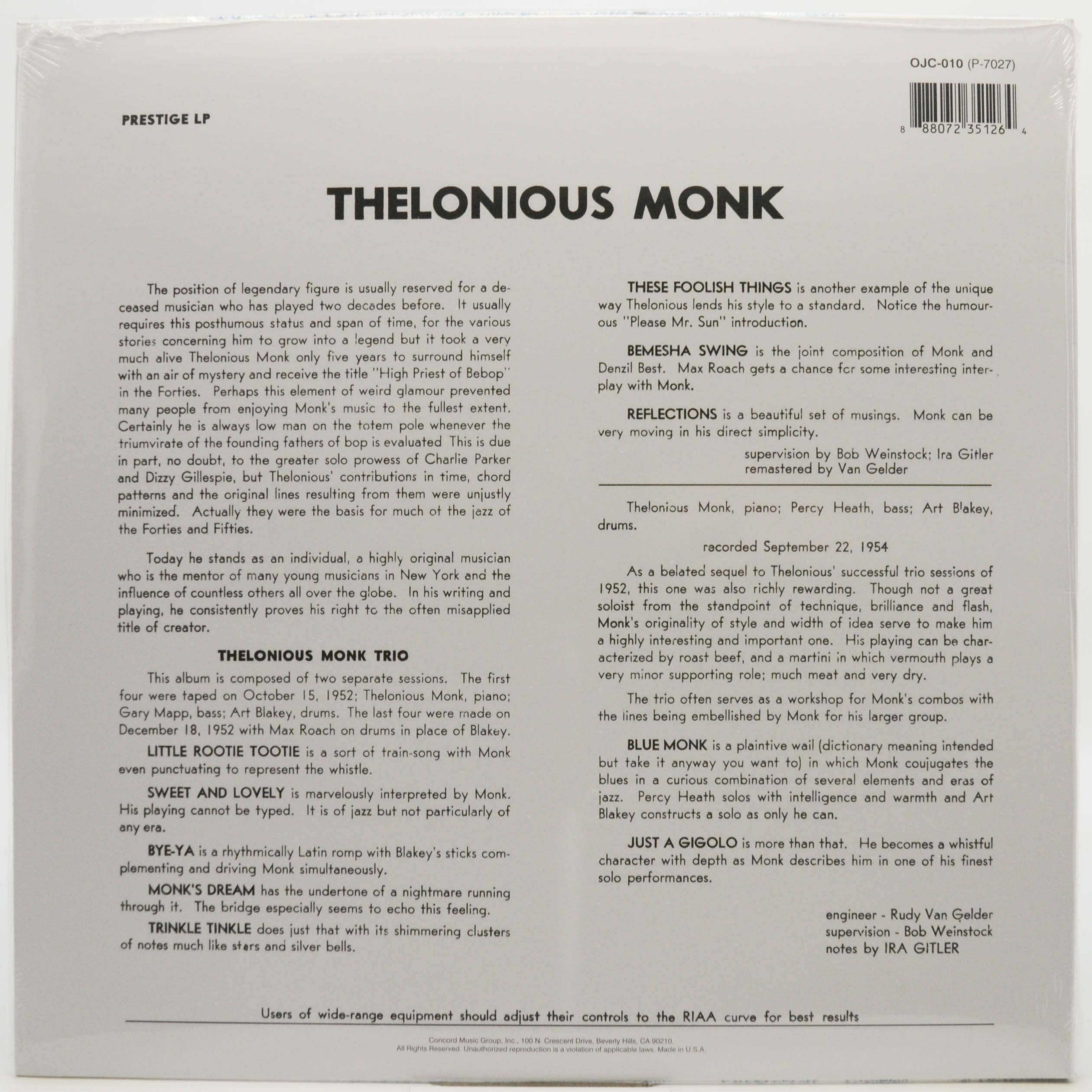 Thelonious Monk Trio — Thelonious Monk Trio, 1956