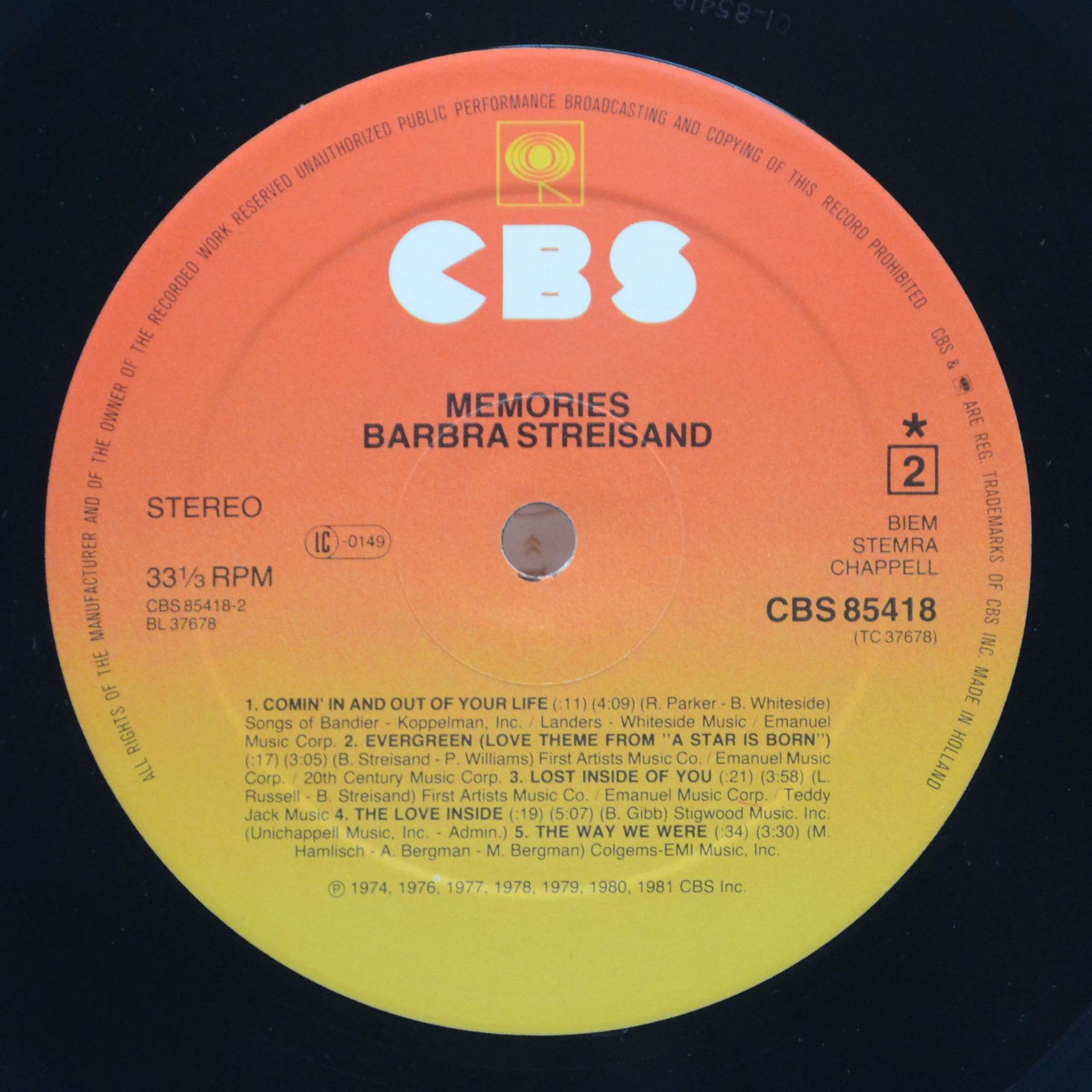 Barbra Streisand — Memories, 1981