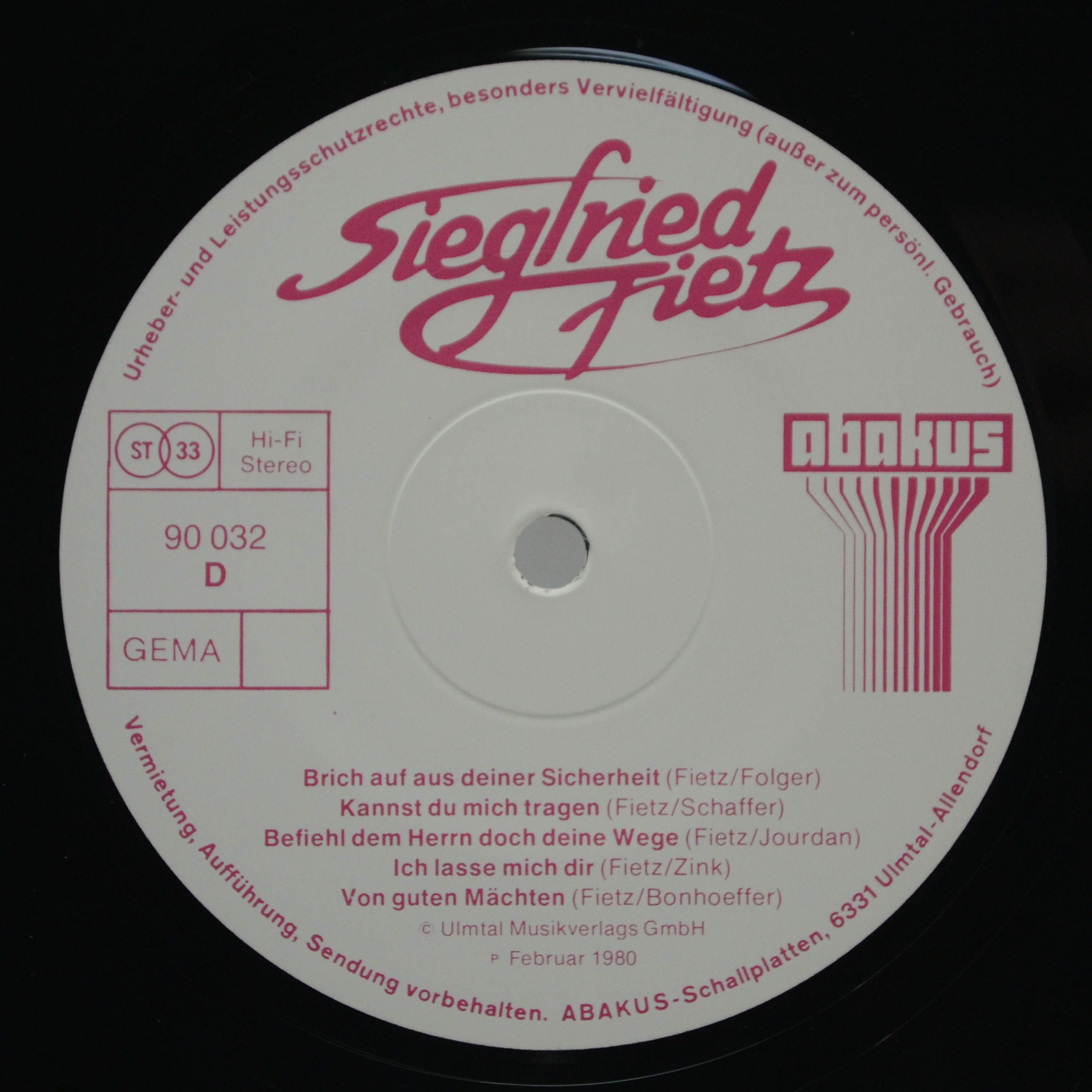 Siegfried Fietz — In Concert (2LP), 1980