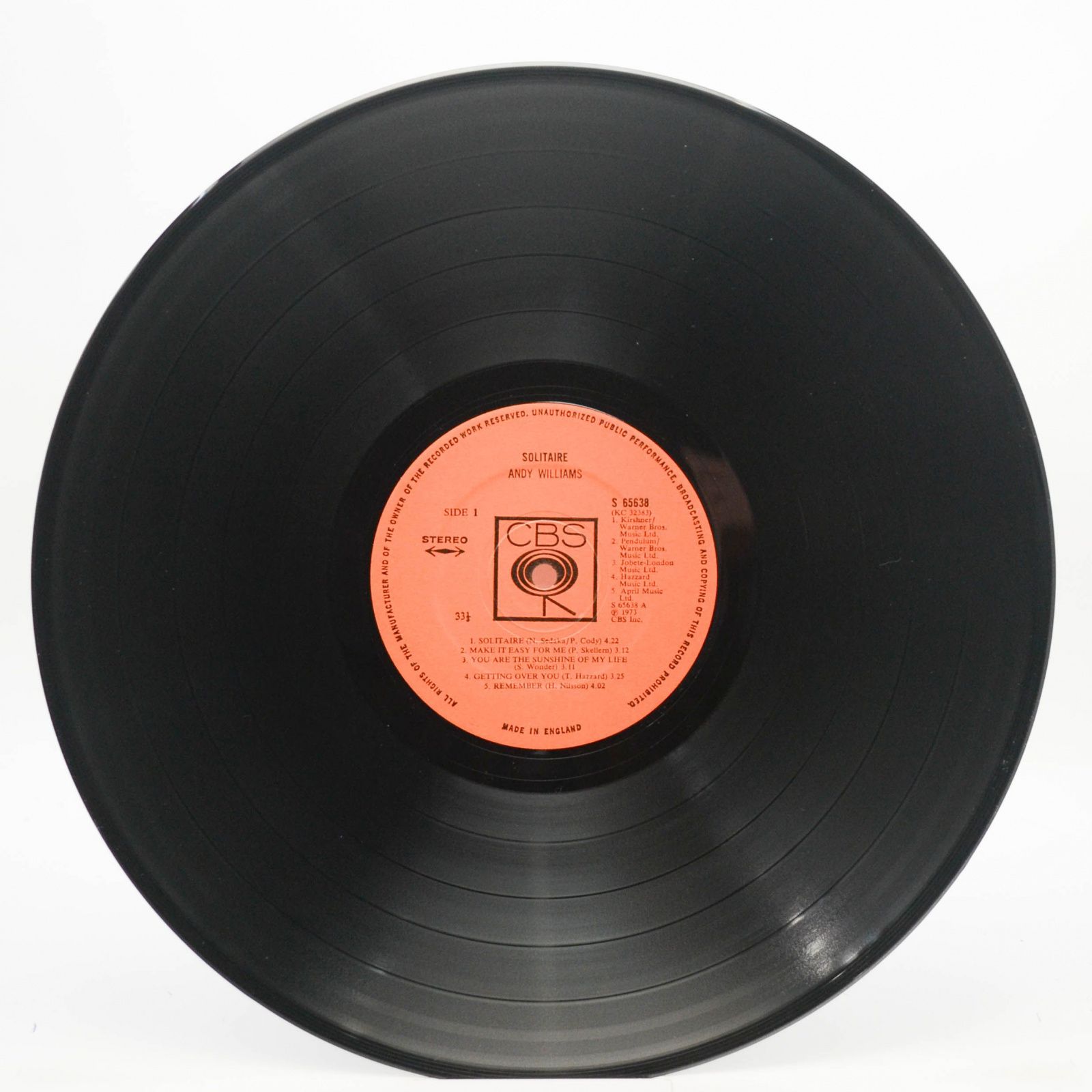 Andy Williams — Solitaire (UK), 1973