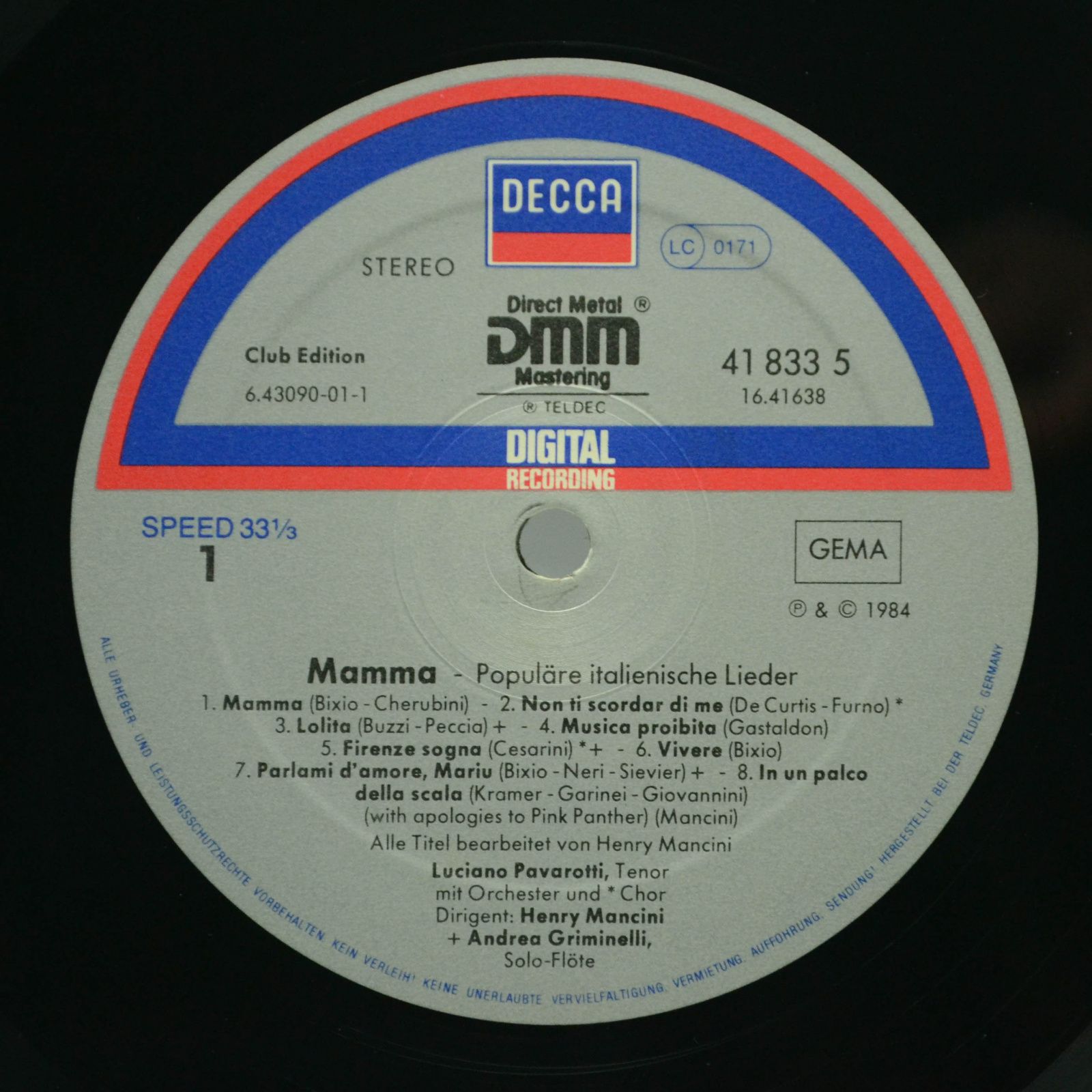 Luciano Pavarotti / Henry Mancini — Mamma, 1984